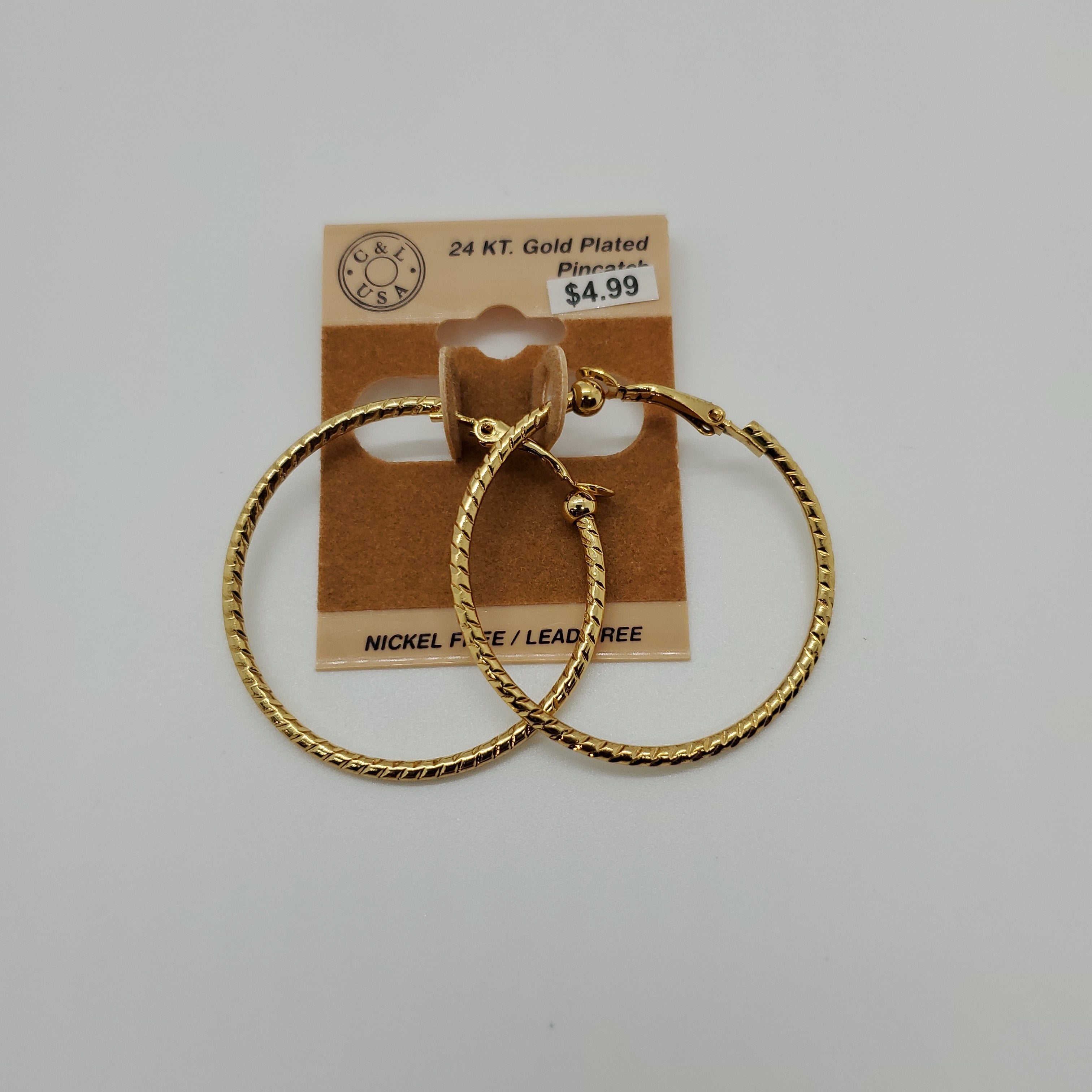 24KT Gold Plated Clip On Hoop Earrings NPK206 - Beauty Bar & Supply