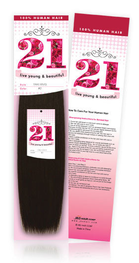 21 live young & beautiful 100% Human Hair Yaki Weave 14 Inch - Beauty Bar & Supply