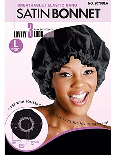Magic Collection Breathable Satin Bonnet 20" Large #2078BLA - Beauty Bar & Supply
