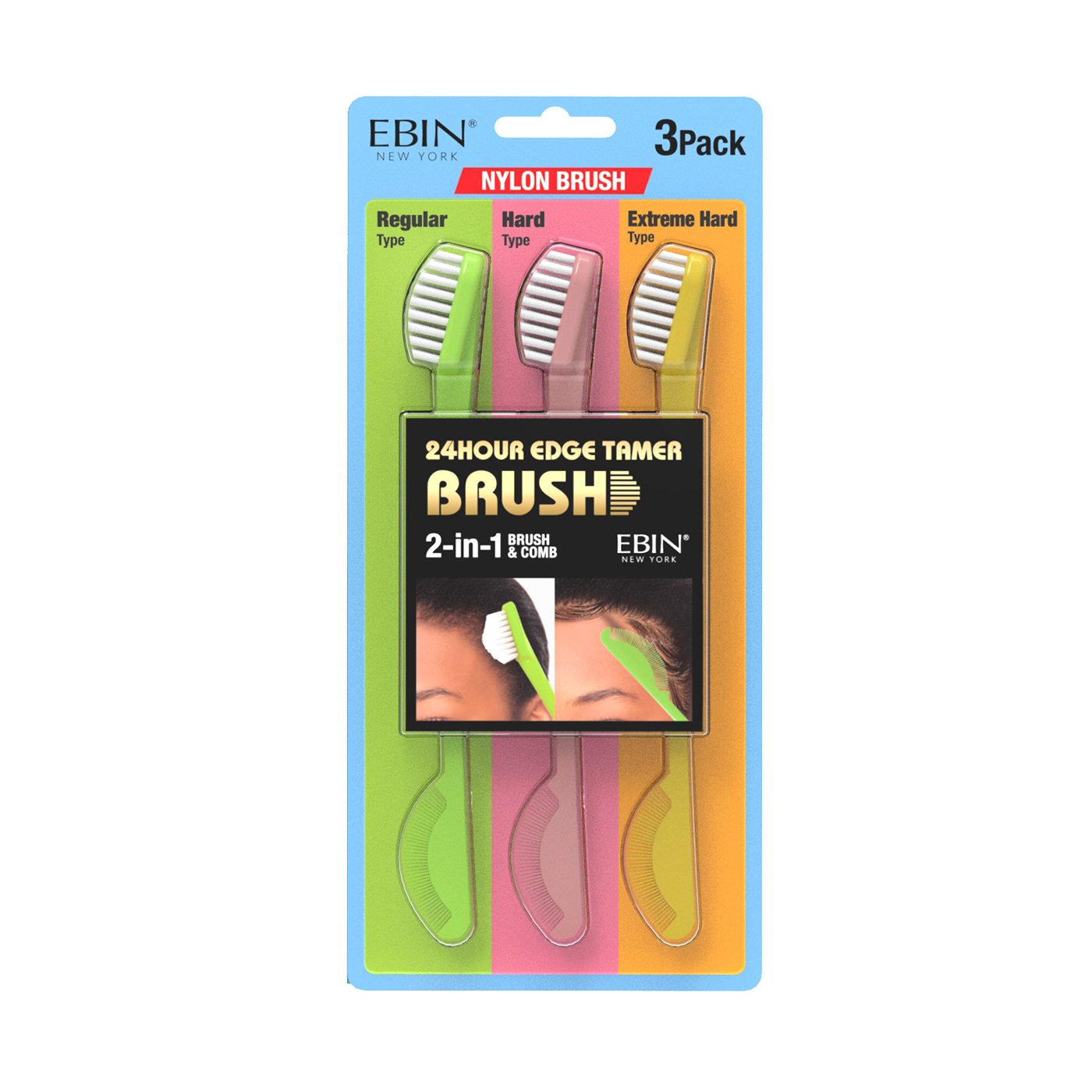 Ebin New York Edge Tamer 2 in 1 brush & Comb-3pack - Beauty Bar & Supply