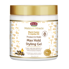 African Pride Moisture Miracle Black Castor & Jojoba Oil Max Hold Styling Gel - Beauty Bar & Supply