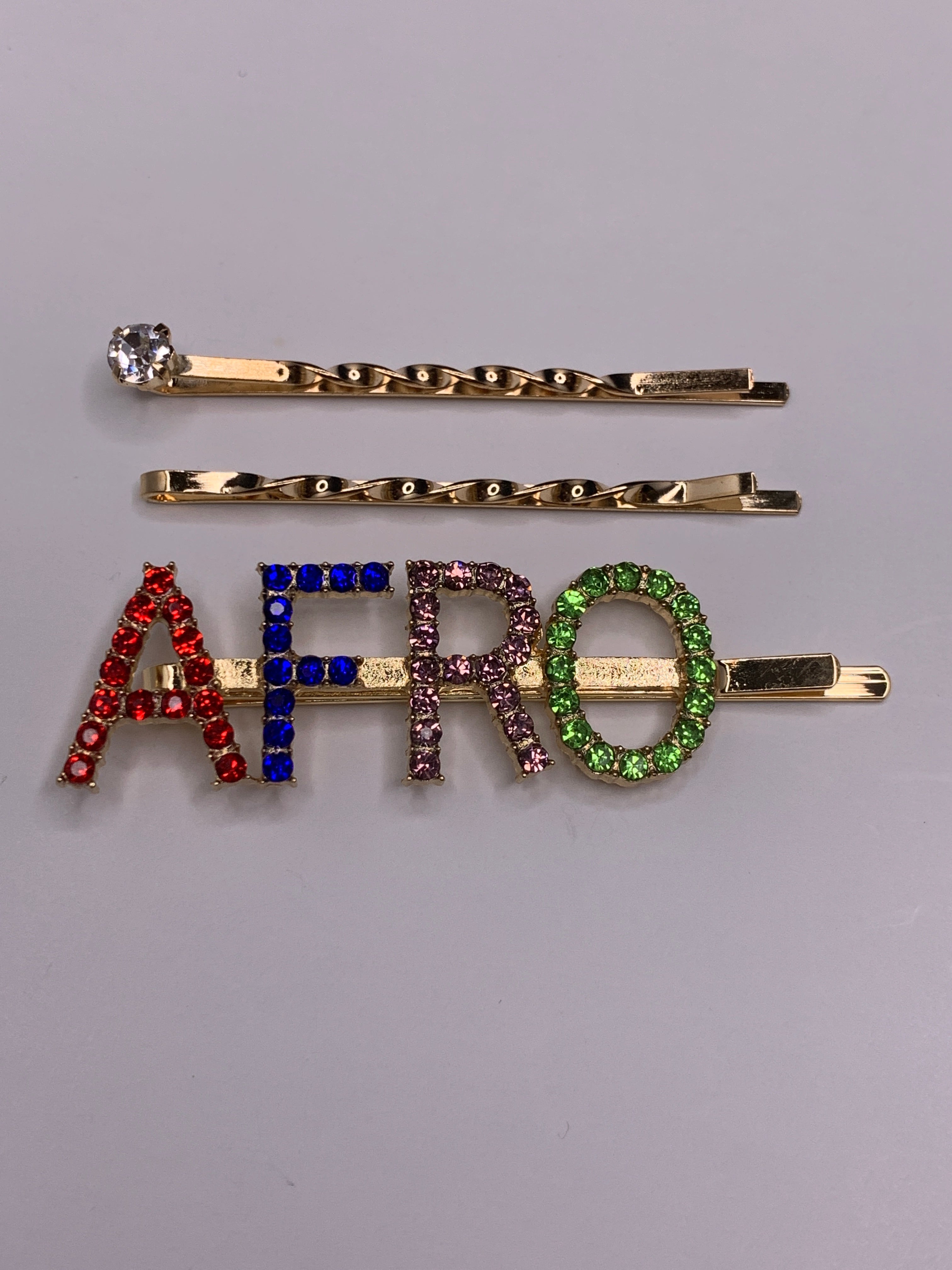 Magic Girl Collection Rhinestone Bobby Pin 3PCS-Afro(Assorted) - Beauty Bar & Supply