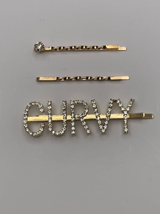 Magic Girl Collection Rhinestone Bobby Pin 3PCS-CURVY - Beauty Bar & Supply