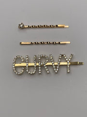 Magic Girl Collection Rhinestone Bobby Pin 3PCS-CURVY - Beauty Bar & Supply