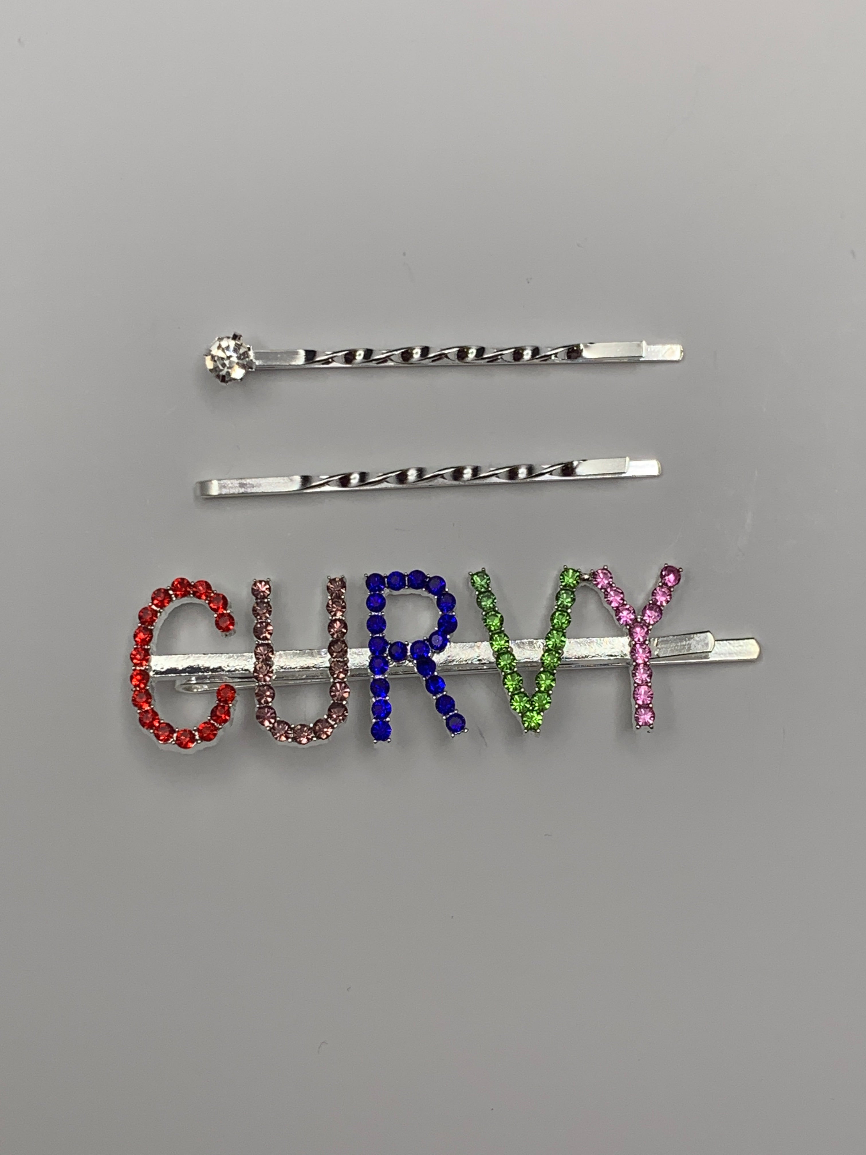 Magic Girl Collection Rhinestone Bobby Pin 3PCS-CURVY(Assorted) - Beauty Bar & Supply