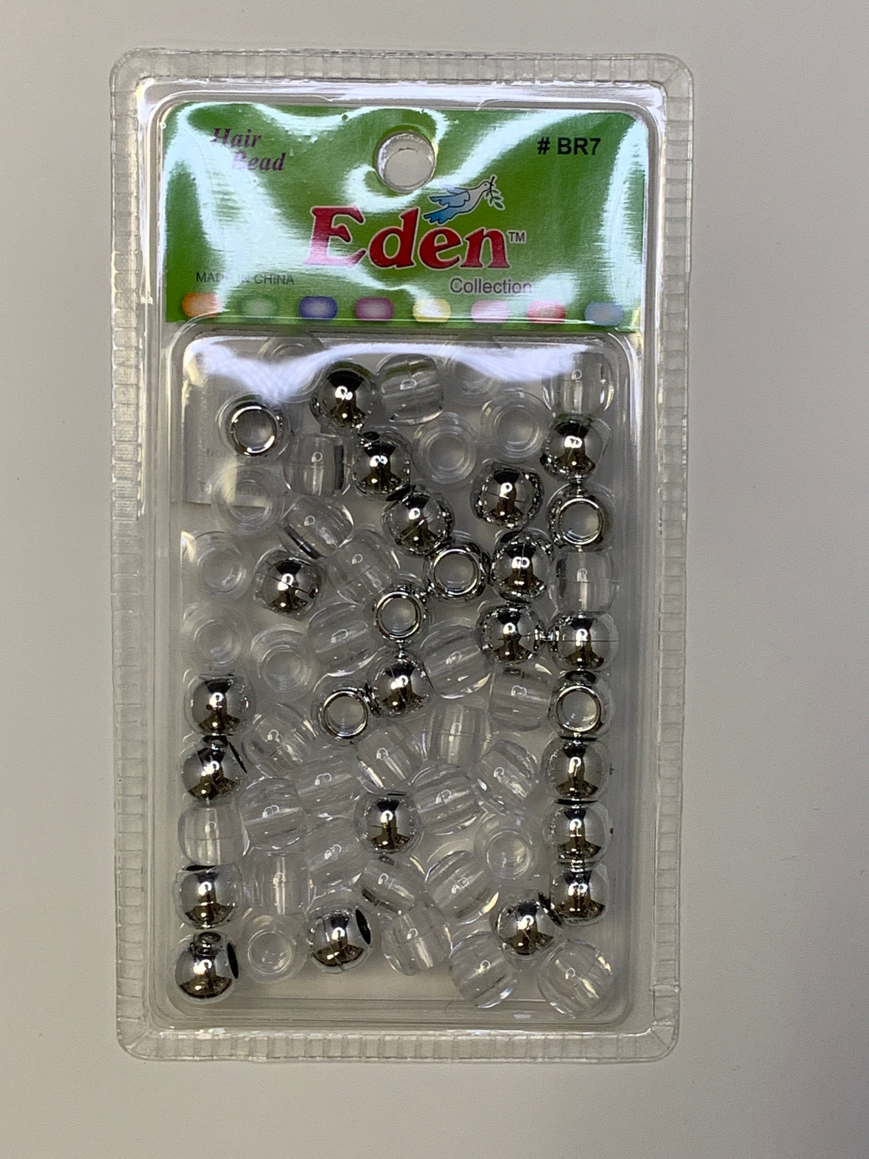 Eden Collection Hair Bead Clear/Silver #BR7 - Beauty Bar & Supply