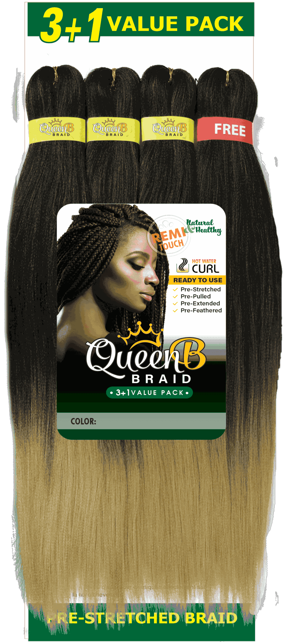 Urban Beauty Queen B Braiding Hair 60" 3+1 Multipack - Beauty Bar & Supply