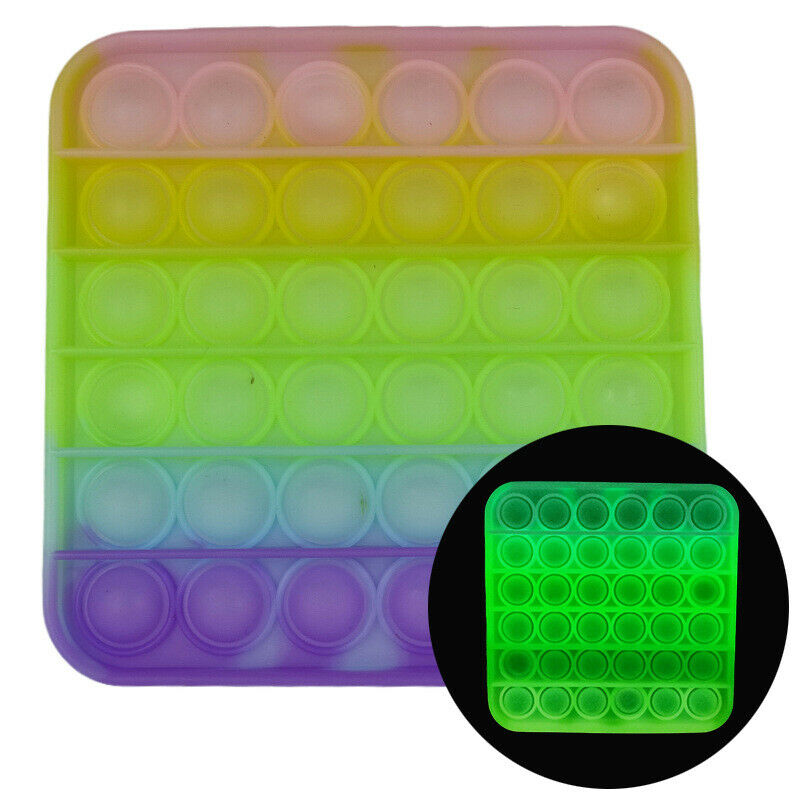 Push Bubble Pop It Rainbow Glow In The Dark Silicone Fidget Sensory Toy - Beauty Bar & Supply