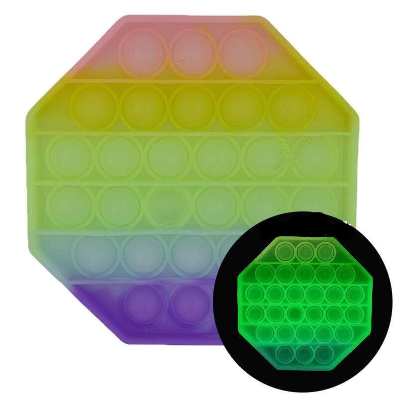 Push Bubble Pop It Rainbow Glow In The Dark Silicone Fidget Sensory Toy - Beauty Bar & Supply