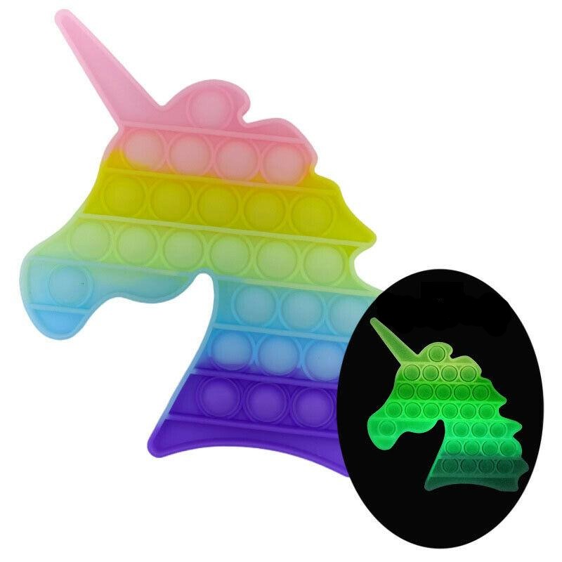 Push Bubble Pop It Rainbow Glow In The Dark Silicone Fidget Sensory Toy - Beauty Bar & Supply