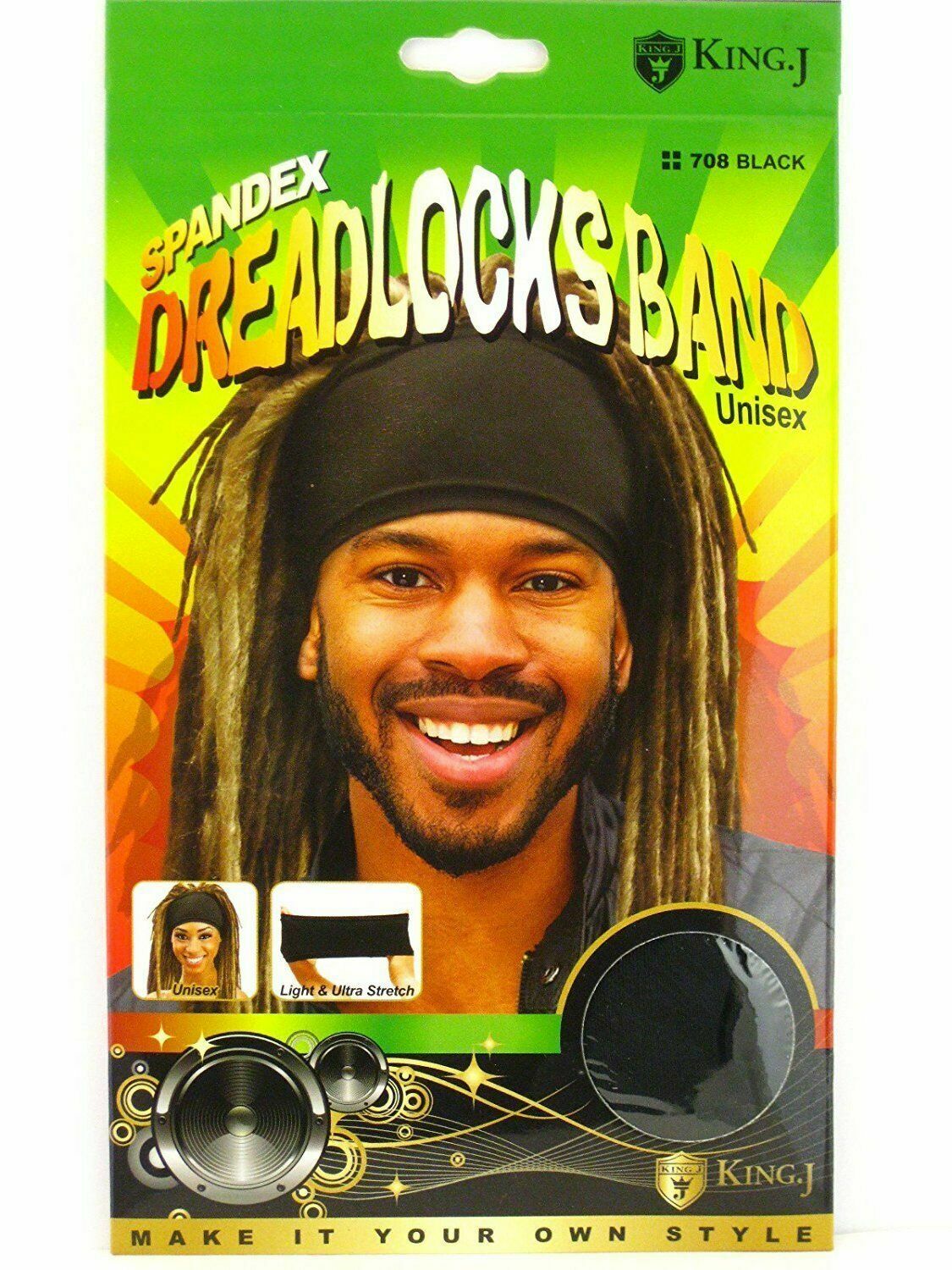 King J Cotton Dreadlock Bands Unisex #708Black - Beauty Bar & Supply