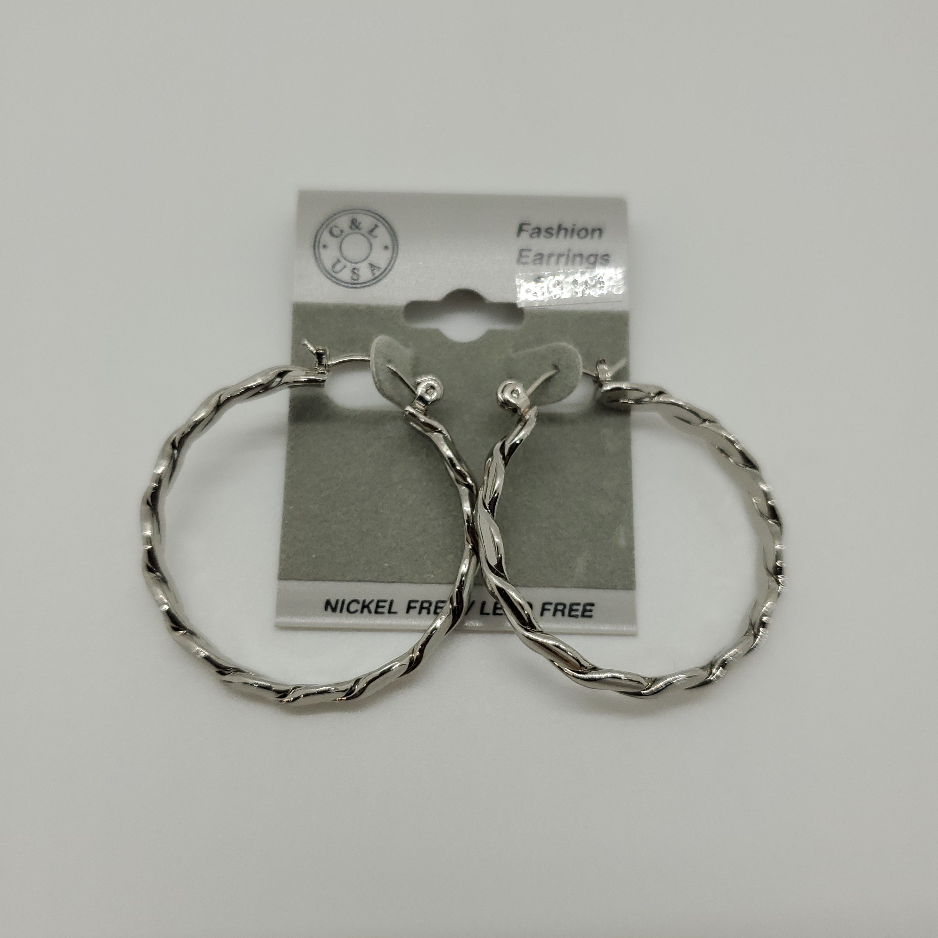 Silver Plated Pincatch Hoop Earrings NPK423 - Beauty Bar & Supply
