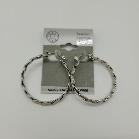 Silver Plated Pincatch Hoop Earrings NPK423 - Beauty Bar & Supply