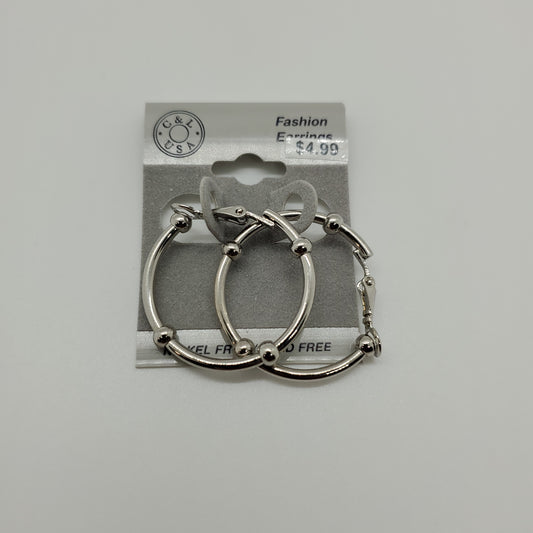Silver Plated Clip On Hoop Earrings NPK503 - Beauty Bar & Supply