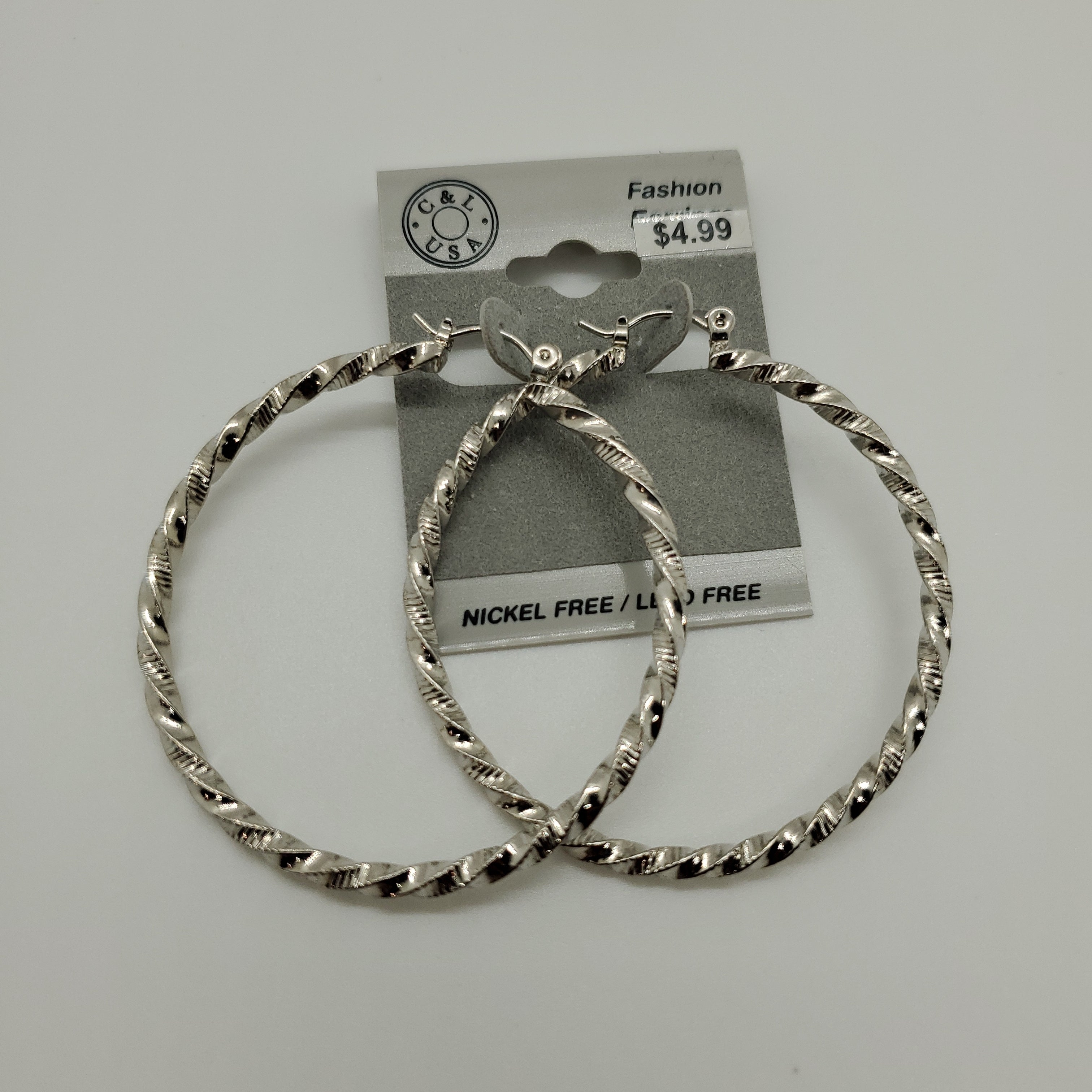 Silver Plated Pincatch Hoop Earrings NPK431 - Beauty Bar & Supply