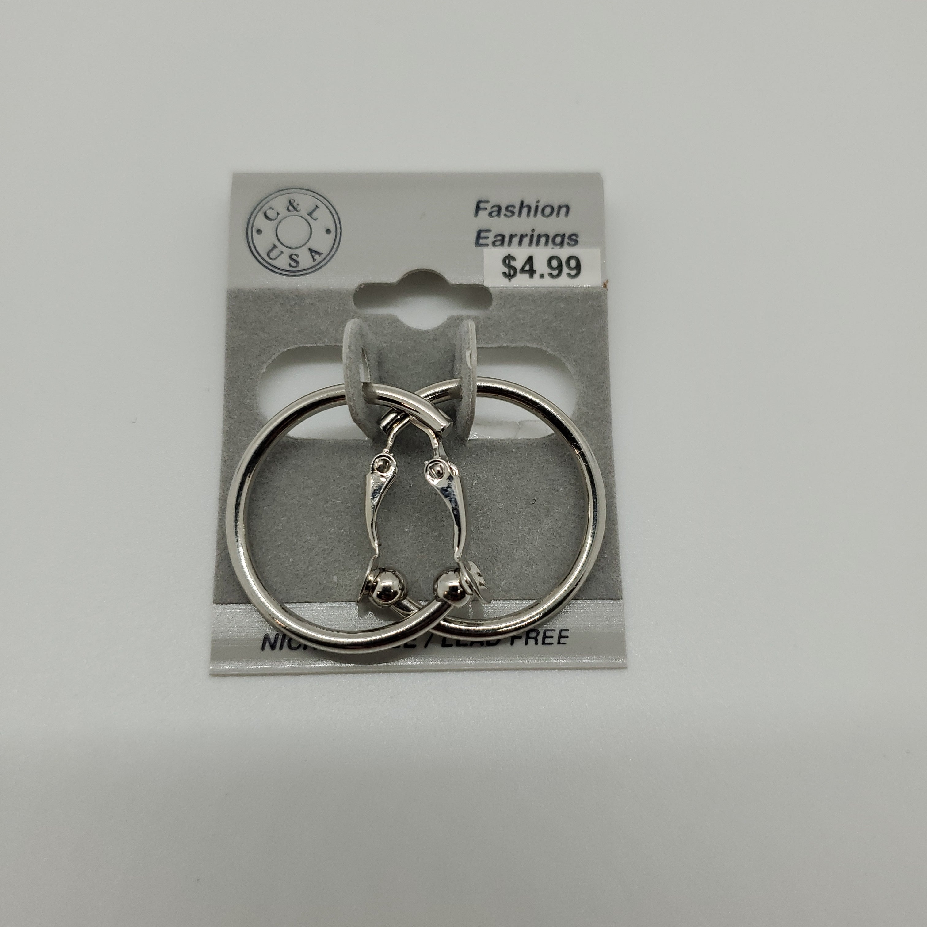 Silver Plated Clip On Hoop Earrings NPK502 - Beauty Bar & Supply