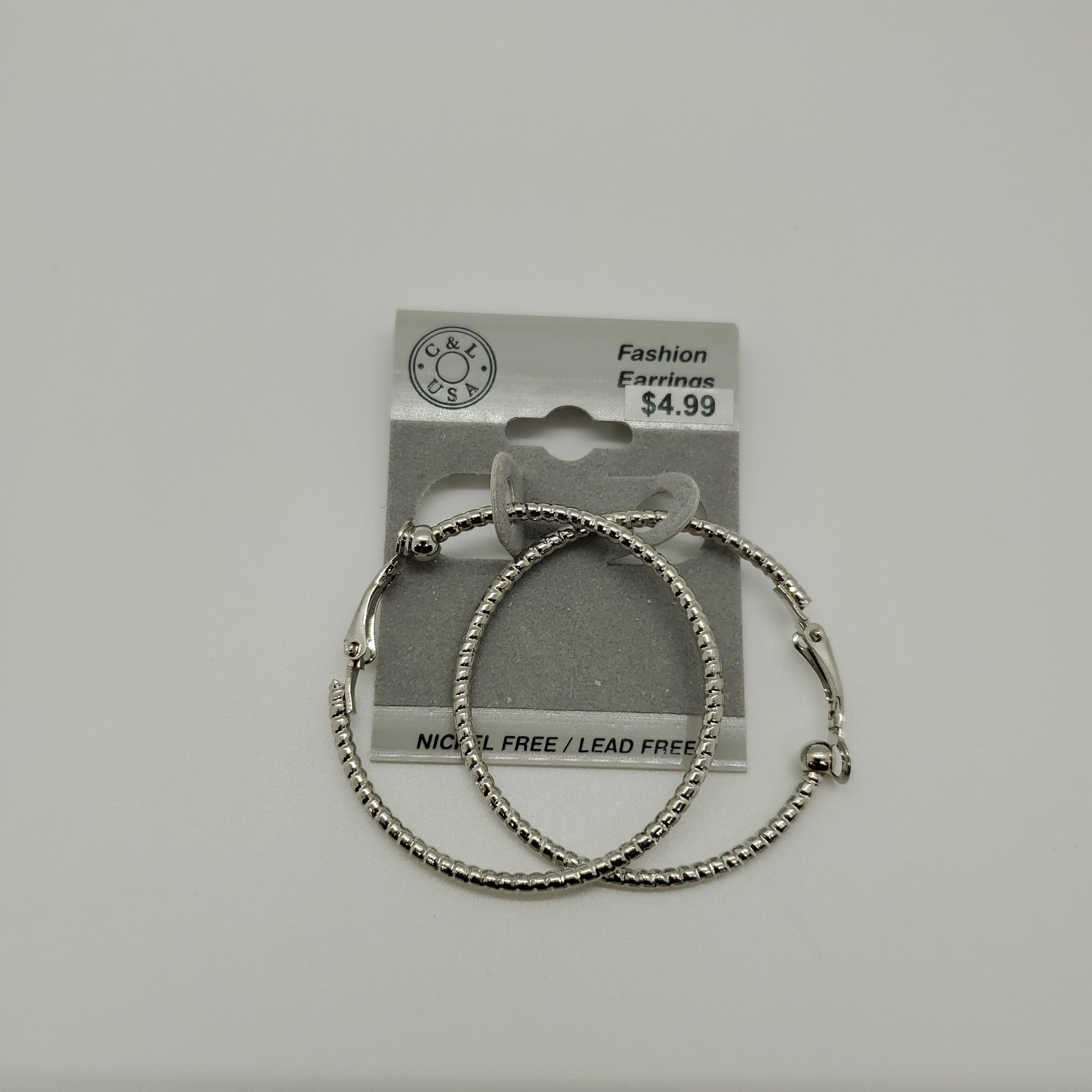 Silver Plated Clip On Hoop Earrings NPK506 - Beauty Bar & Supply