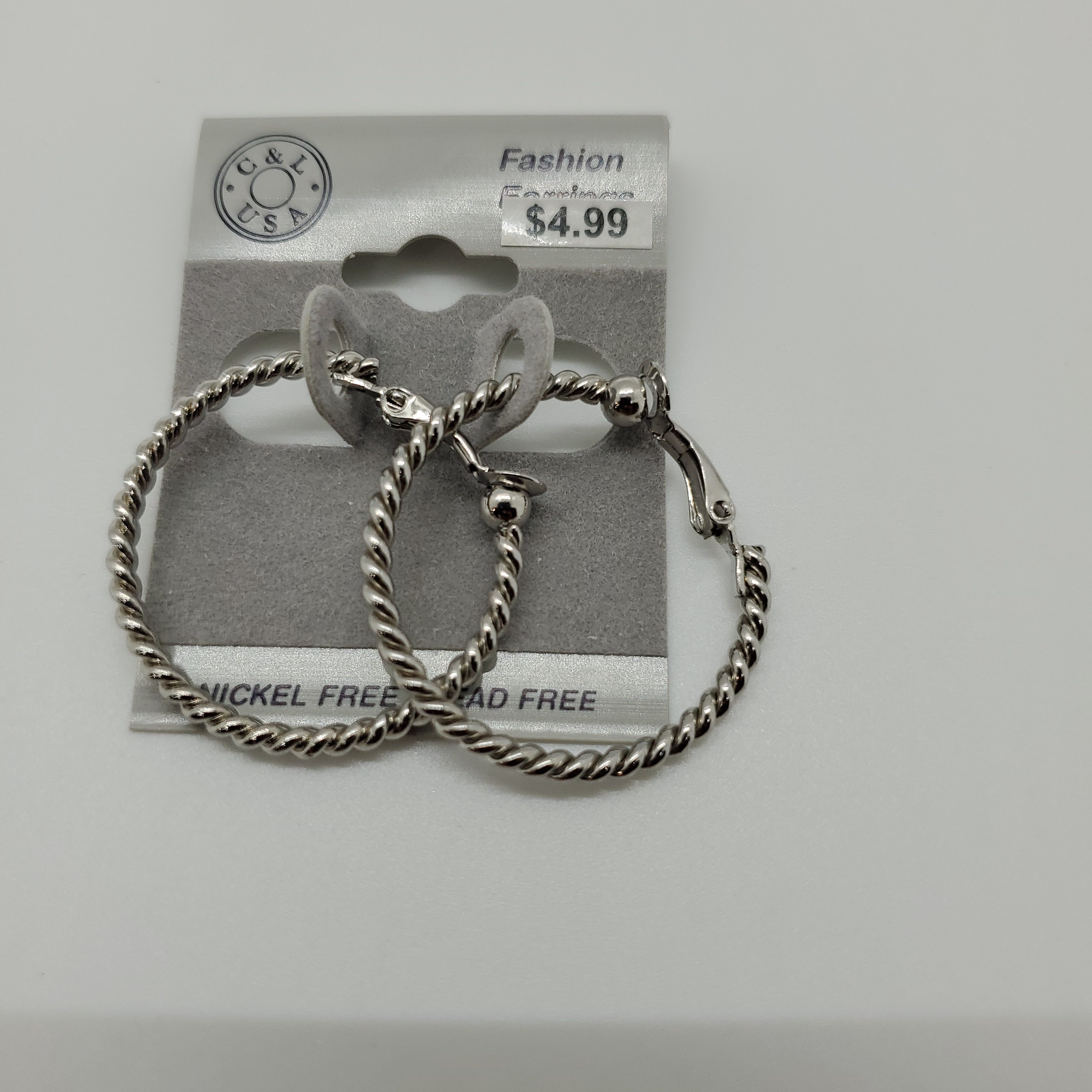 Silver Plated Clip On Hoop Earrings NPK504 - Beauty Bar & Supply