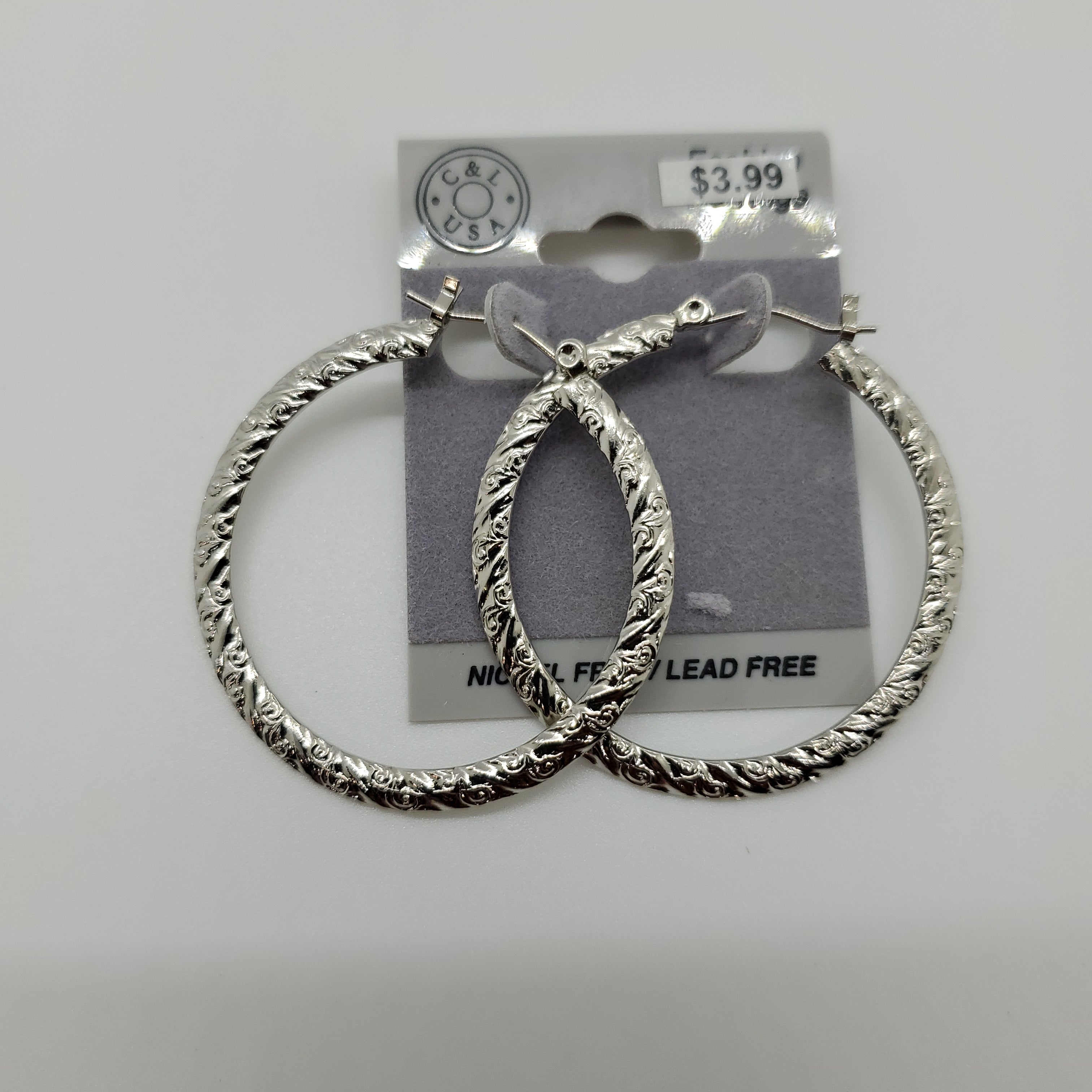 Silver Plated Pincatch Hoop Earrings NPK425 - Beauty Bar & Supply
