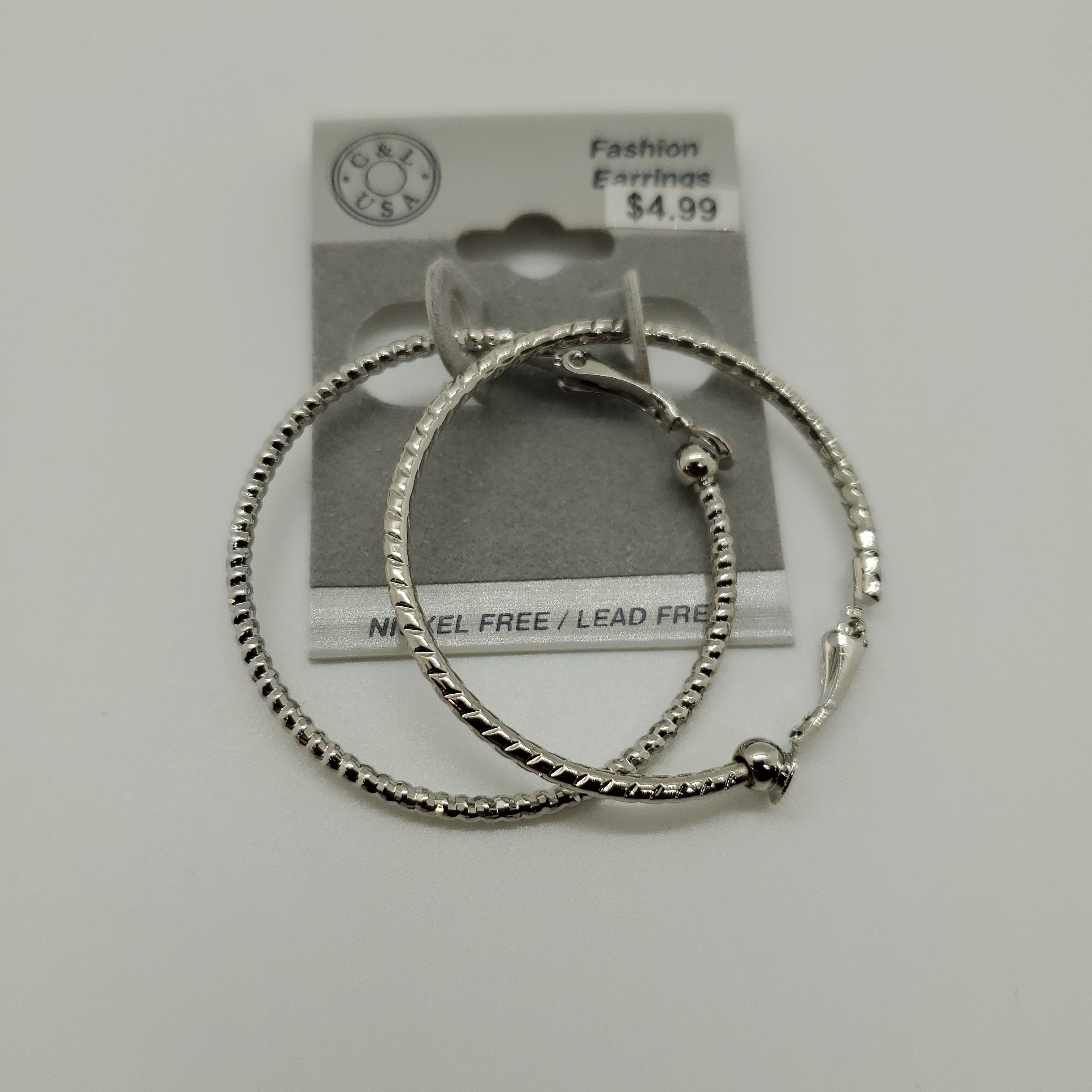 Silver Plated Clip On Hoop Earrings NPK505 - Beauty Bar & Supply