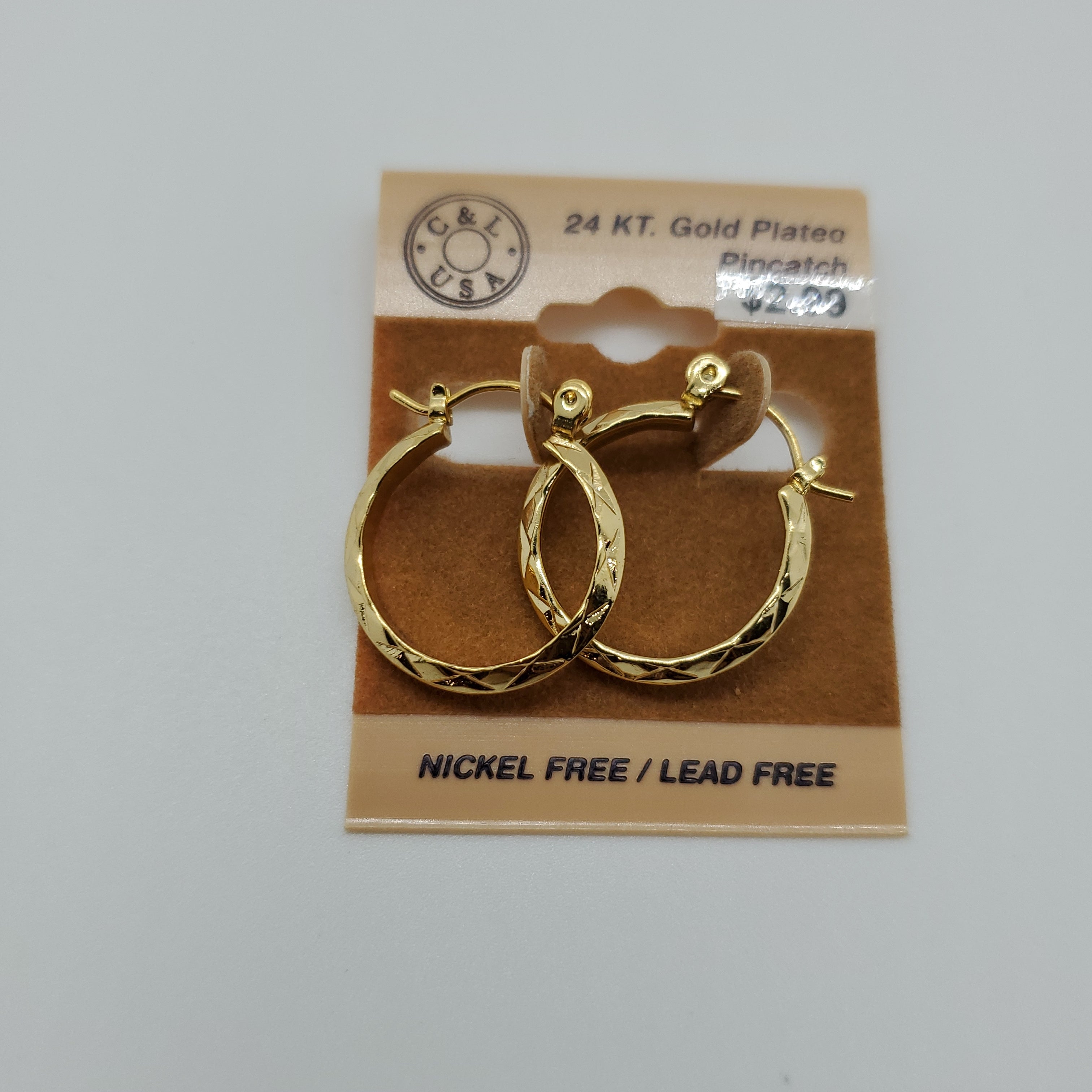 24KT Gold Plated Pincatch Hoop Earrings NPK109 - Beauty Bar & Supply