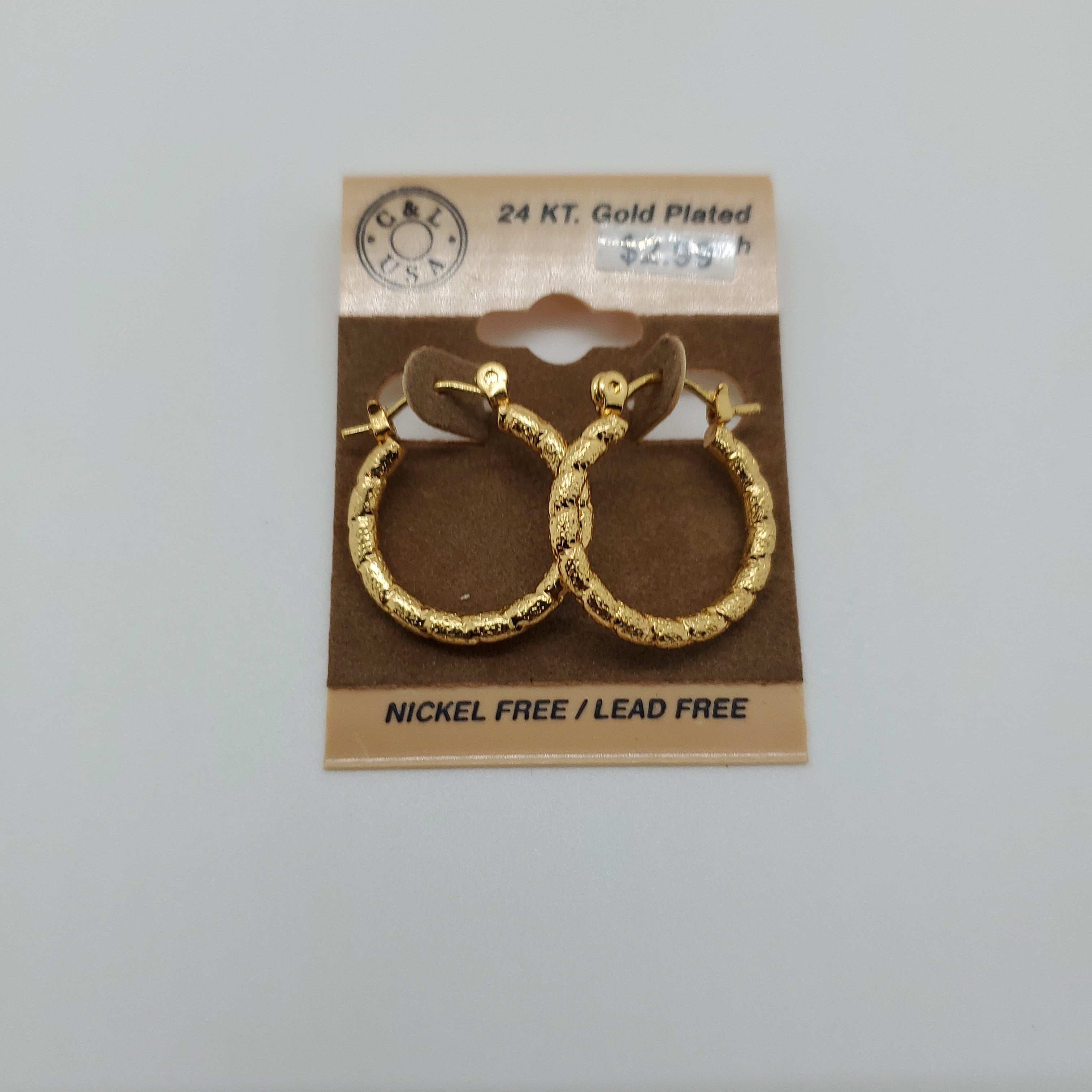 24KT Gold Plated Pincatch Hoop Earrings NPK113 - Beauty Bar & Supply