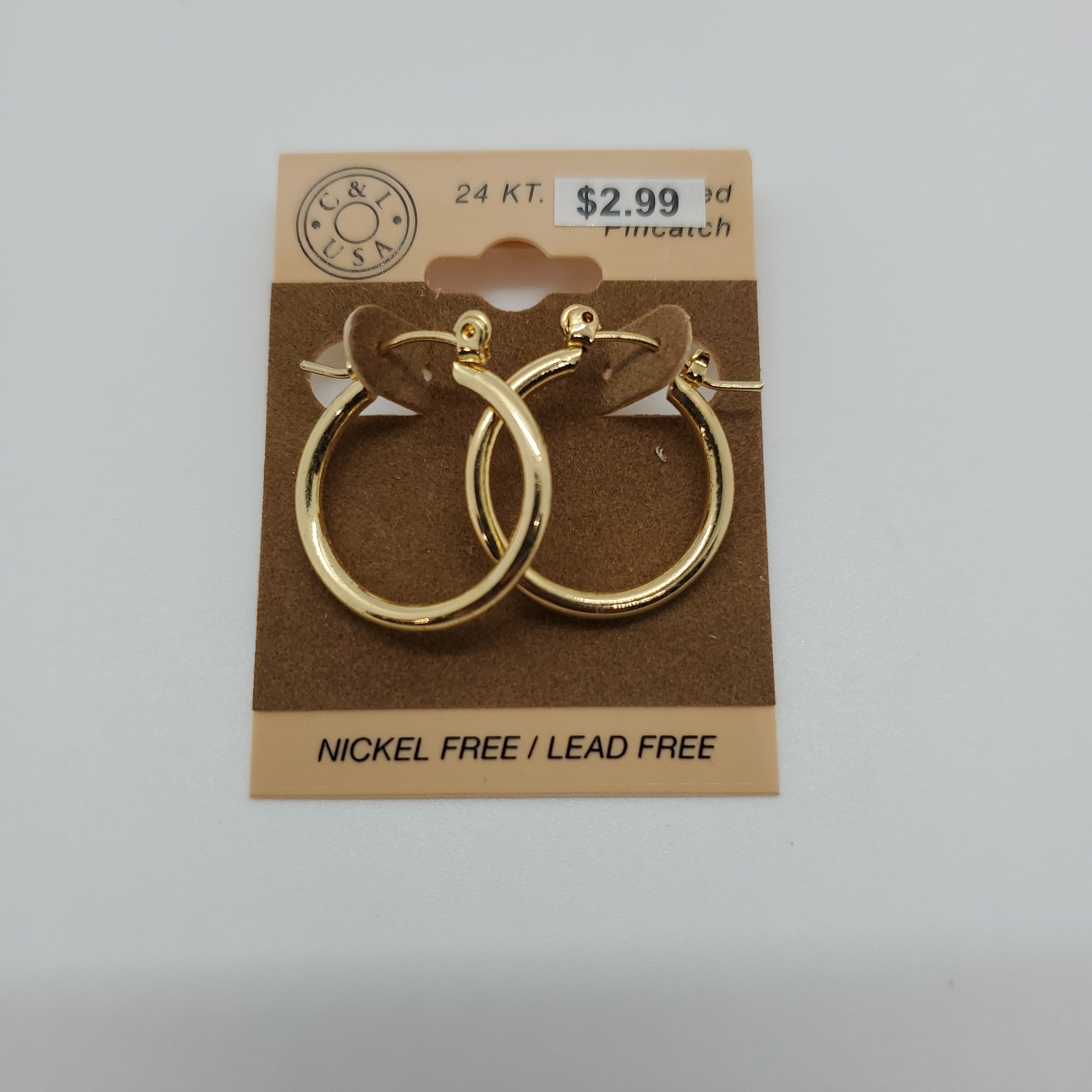 24KT Gold Plated Pincatch Hoop Earrings NPK104 - Beauty Bar & Supply