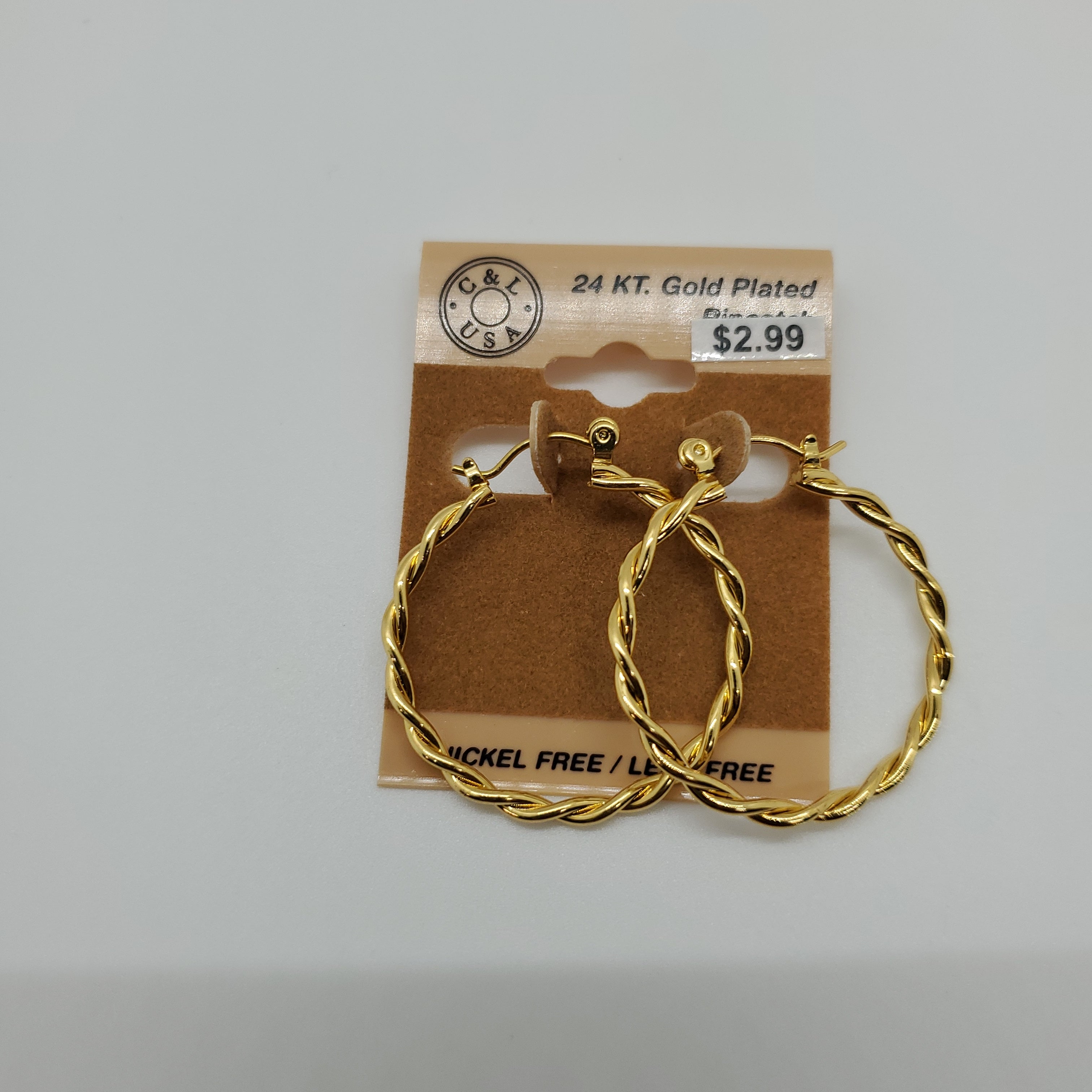 24KT Gold Plated Pincatch Hoop Earrings NPK120 - Beauty Bar & Supply