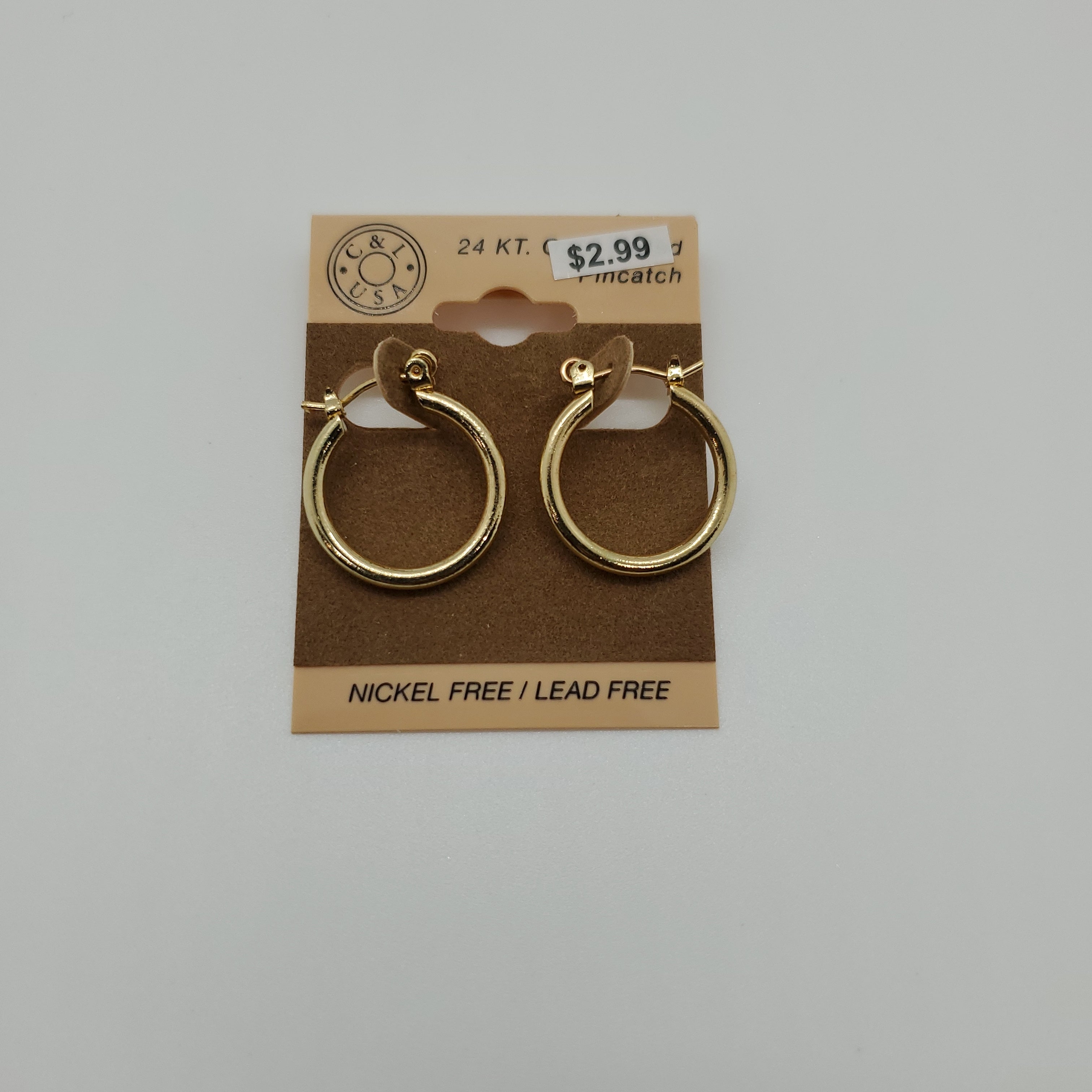 24KT Gold Plated Pincatch Hoop Earrings NPK103 - Beauty Bar & Supply