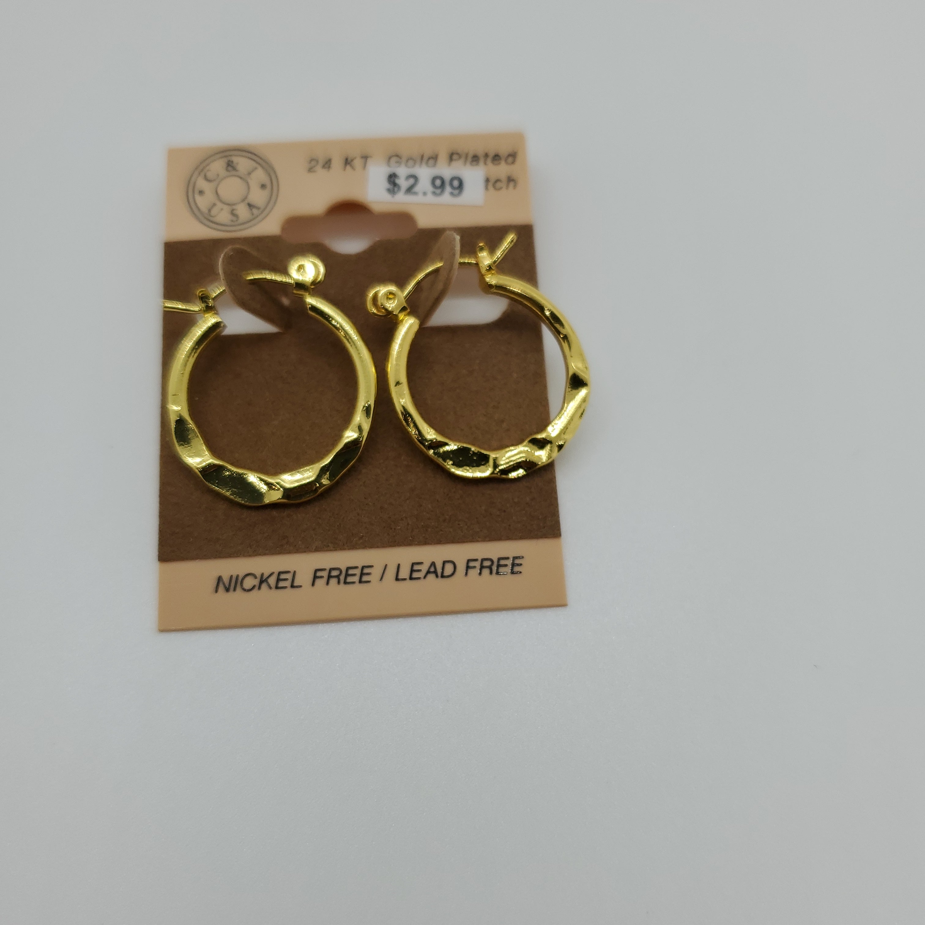 24KT Gold Plated Pincatch Hoop Earrings NPK111 - Beauty Bar & Supply