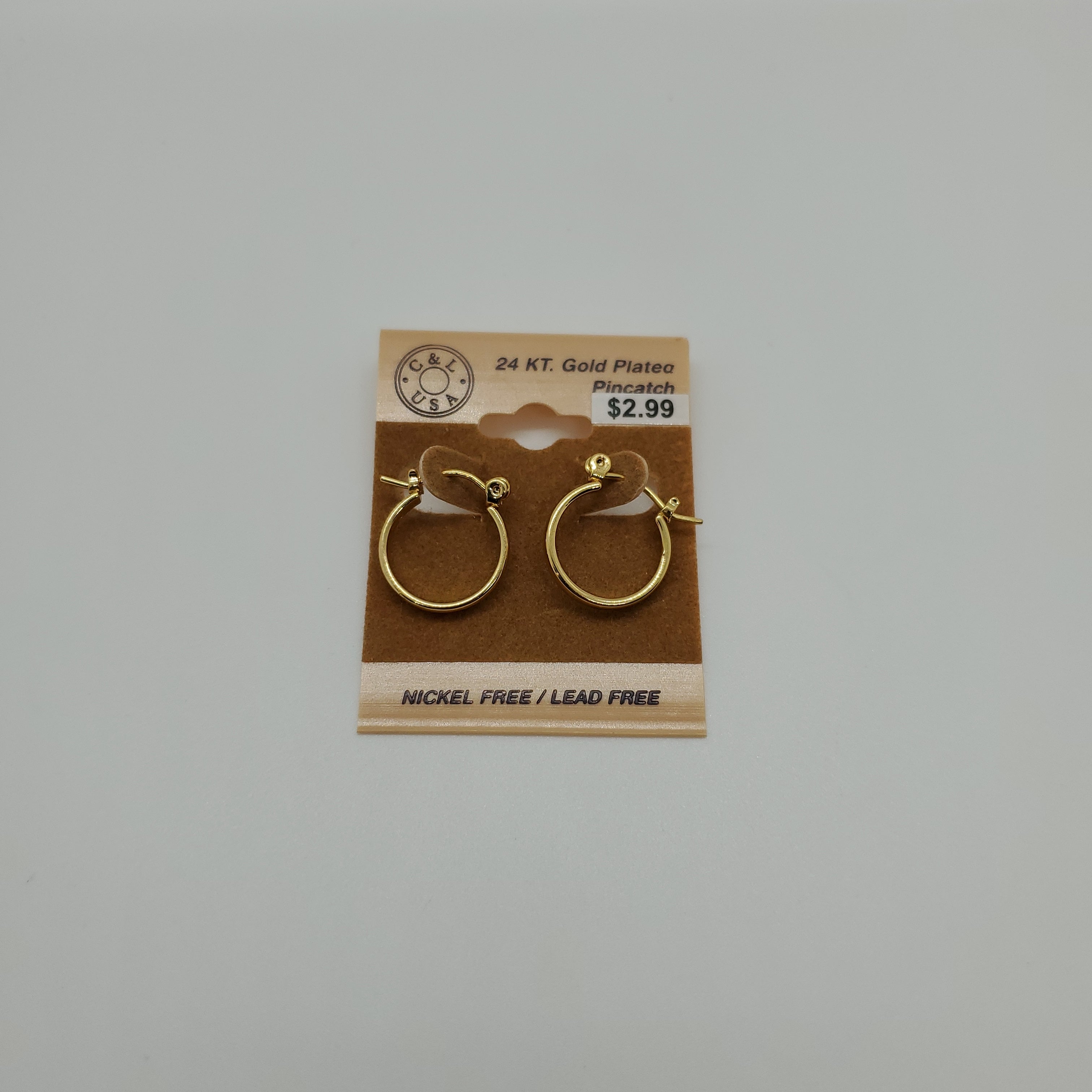 24KT Gold Plated Pincatch Hoop Earrings NPK112 - Beauty Bar & Supply