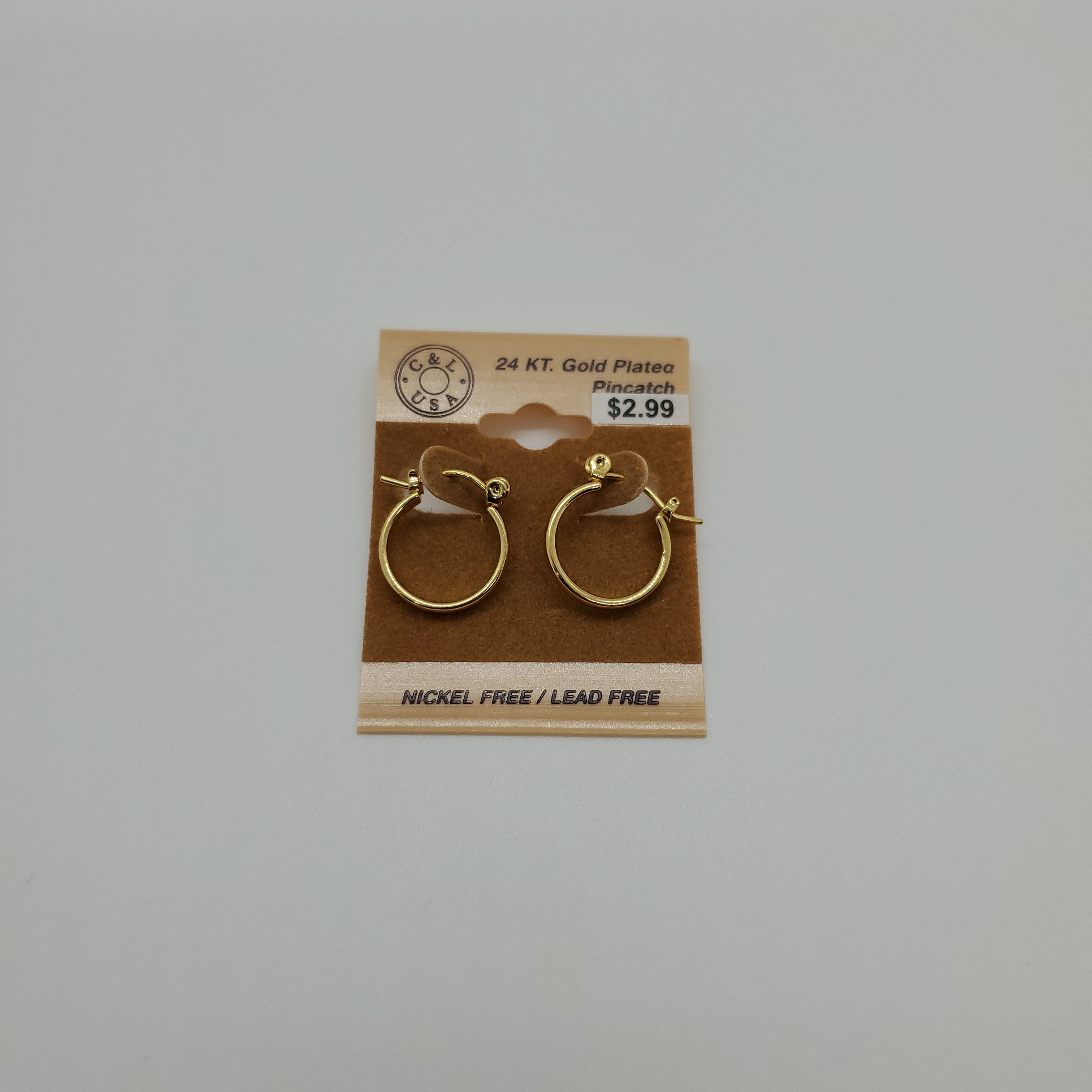 24KT Gold Plated Pincatch Hoop Earrings NPK112 - Beauty Bar & Supply