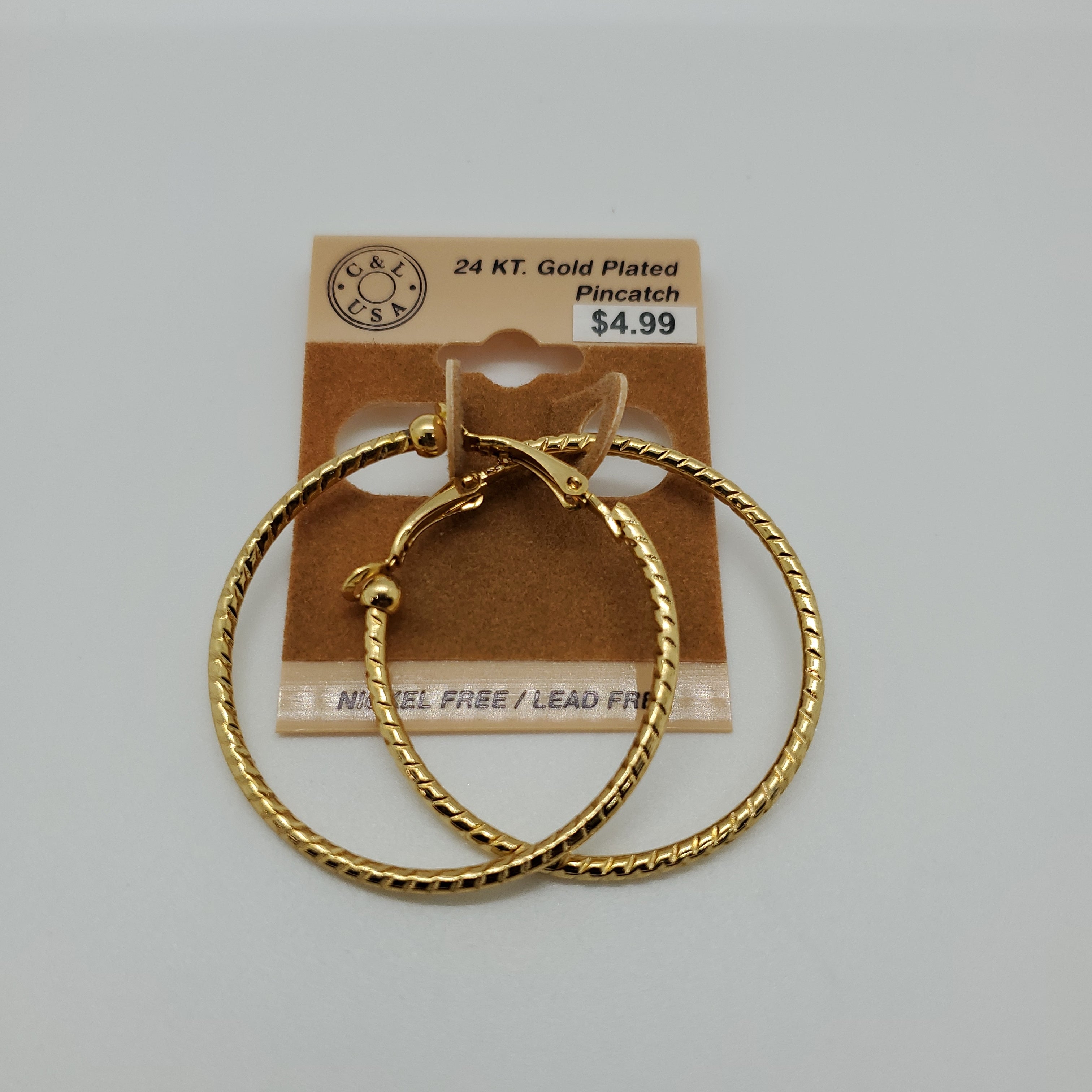 24KT Gold Plated Clip On Hoop Earrings NPK205 - Beauty Bar & Supply