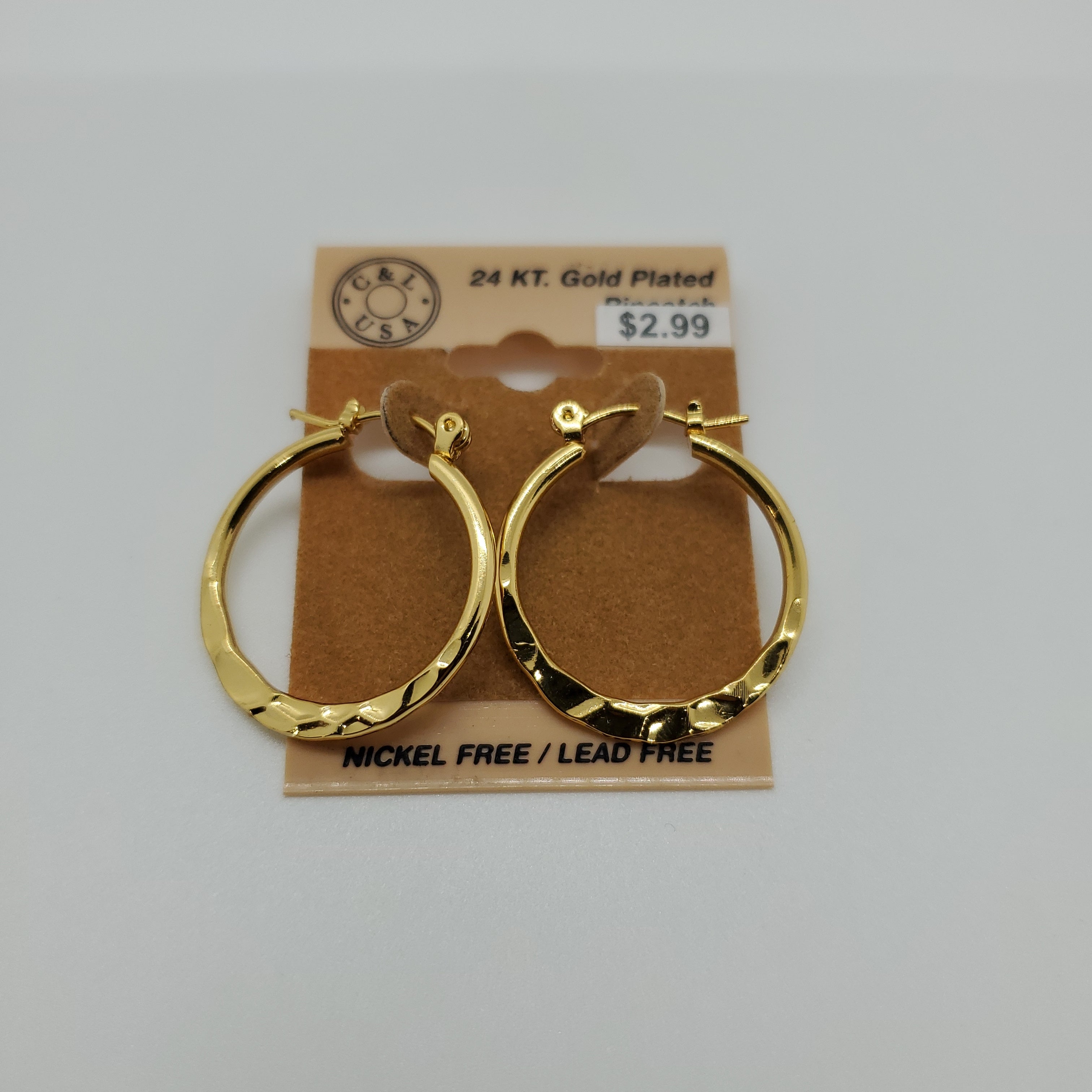 24KT Gold Plated Pincatch Hoop Earrings NPK118 - Beauty Bar & Supply