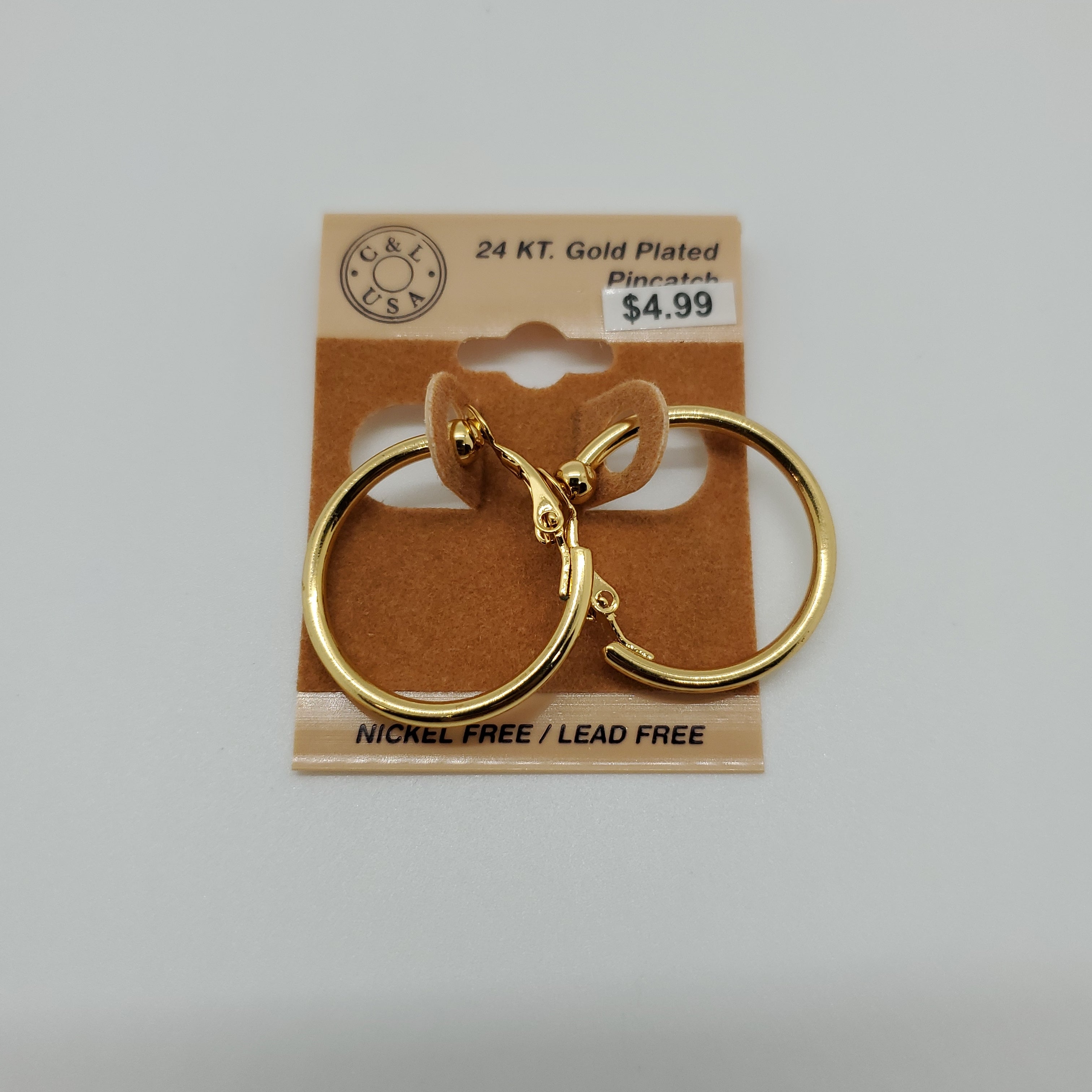 24KT Gold Plated Clip On Hoop Earrings NPK202 - Beauty Bar & Supply