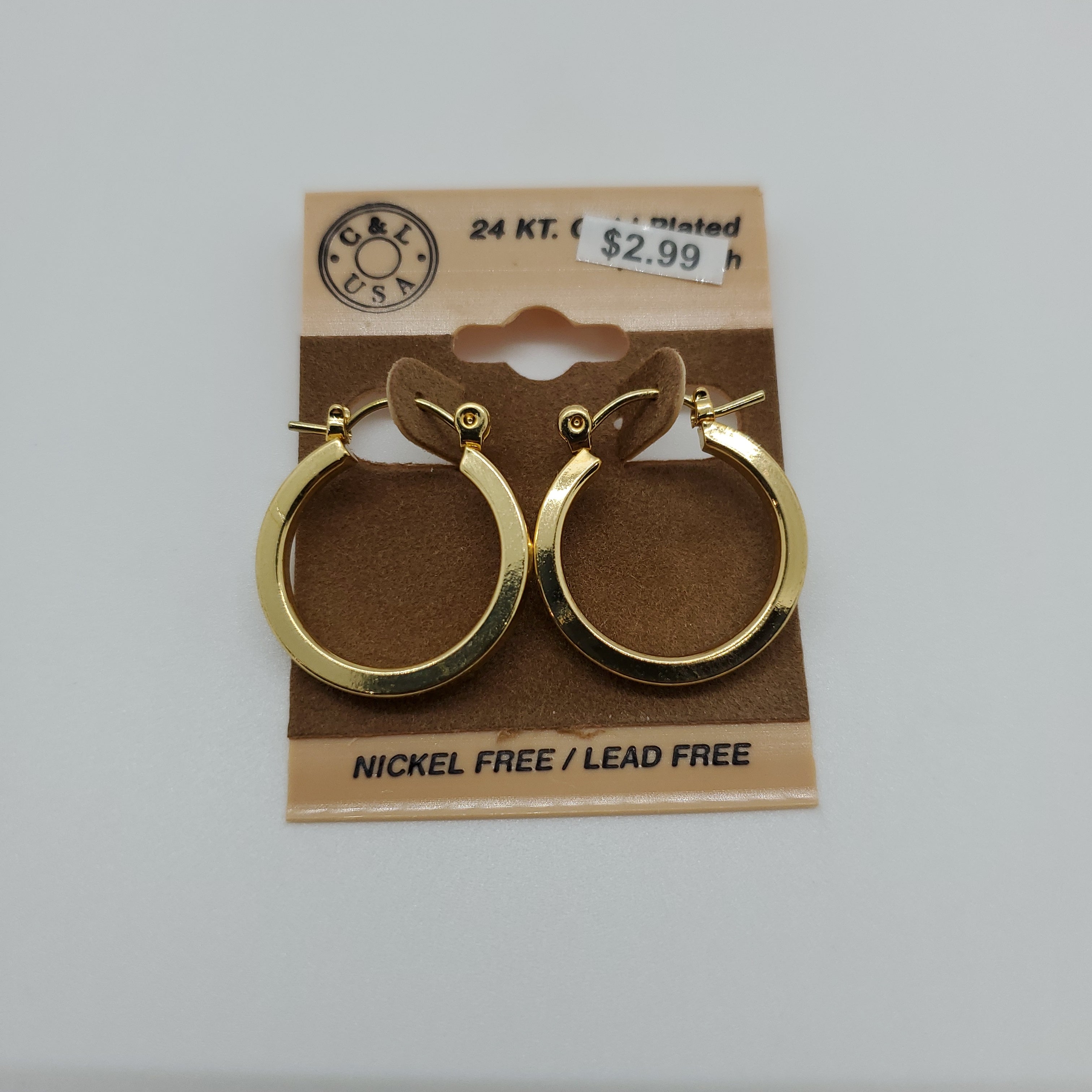 24KT Gold Plated Pincatch Hoop Earrings NPK107 - Beauty Bar & Supply