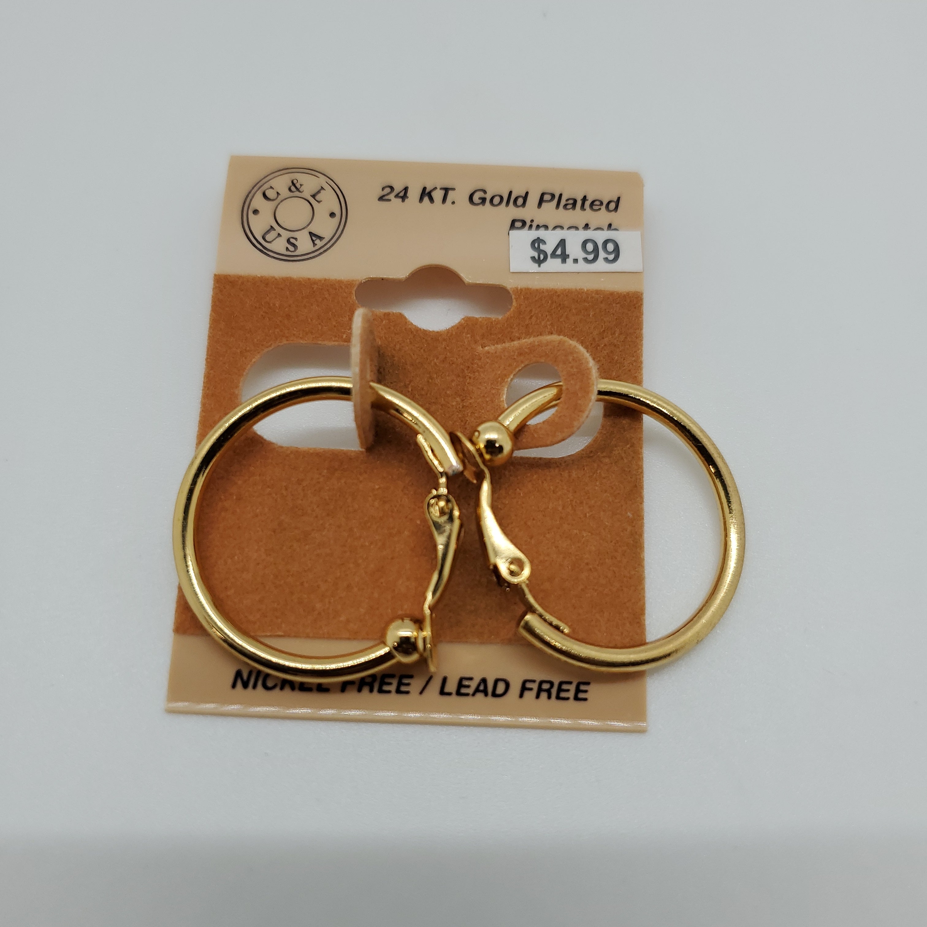24KT Gold Plated Clip On Hoop Earrings NPK201 - Beauty Bar & Supply