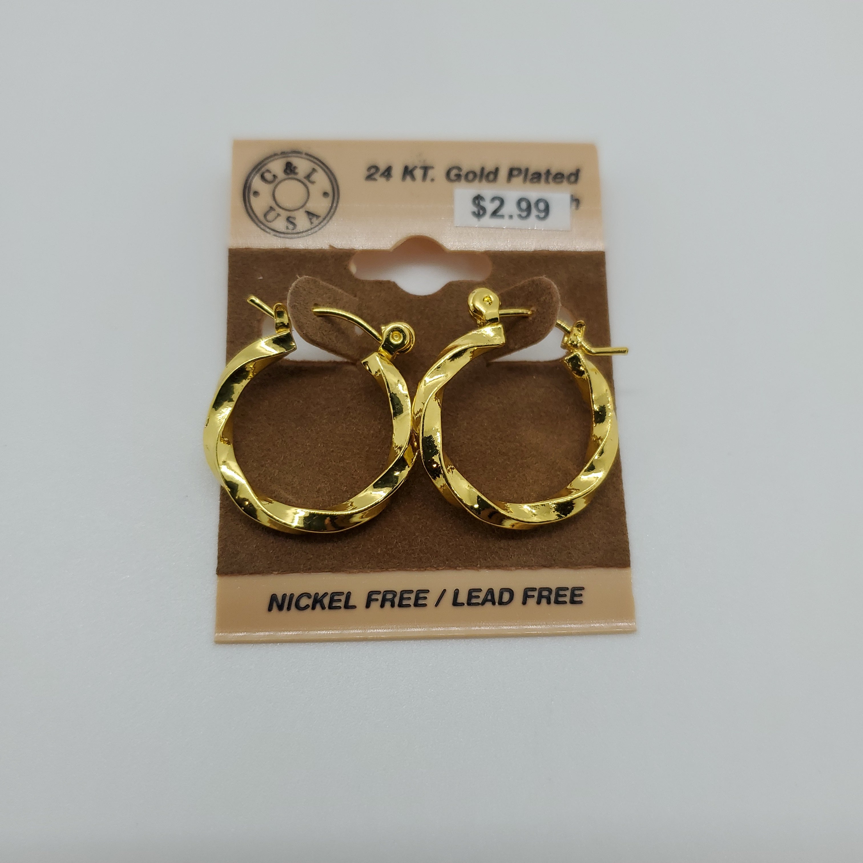 24KT Gold Plated Pincatch Hoop Earrings NPK110 - Beauty Bar & Supply