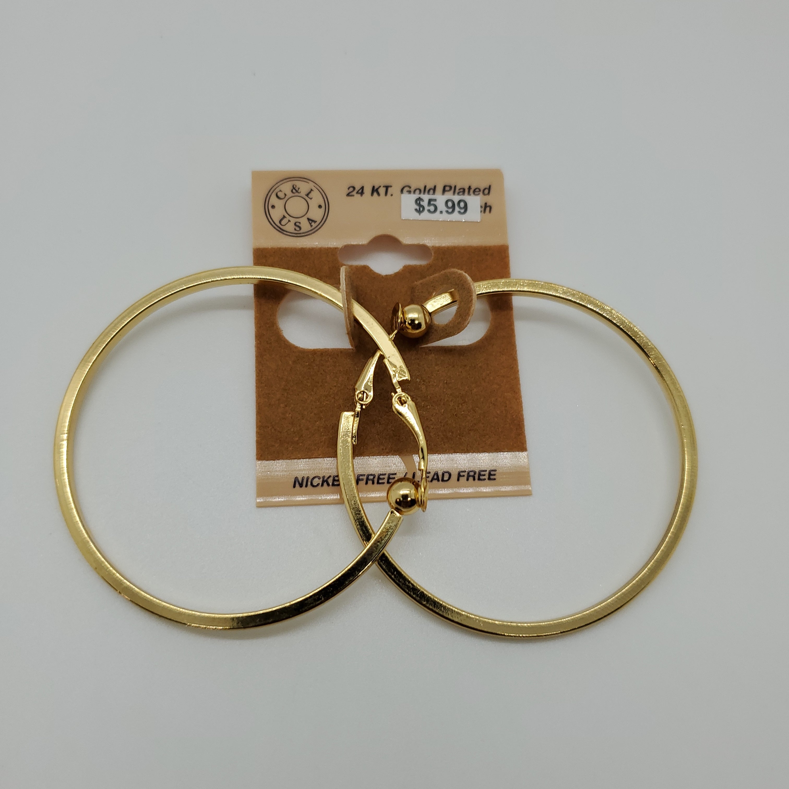 24KT Gold Plated Clip On Hoop Earrings NPK208 - Beauty Bar & Supply