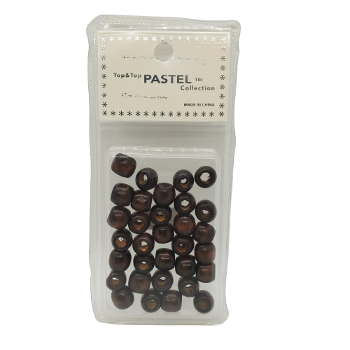 Pastel Collection Faux Wooden Beads-Dark Brown - Beauty Bar & Supply
