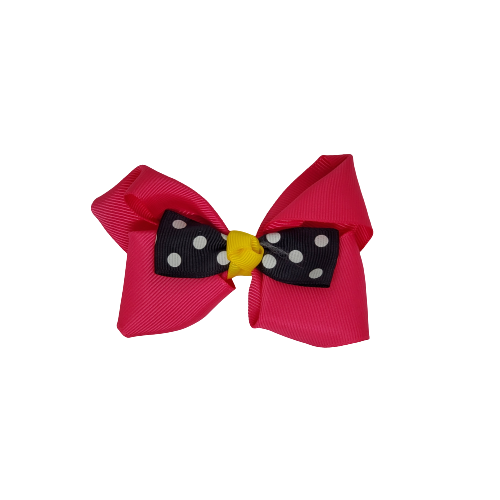 Fabric nylon 3&quot; Polka Dotted Bow with Clip - Beauty Bar & Supply