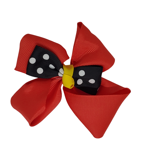 Fabric nylon 3&quot; Polka Dotted Bow with Clip - Beauty Bar & Supply