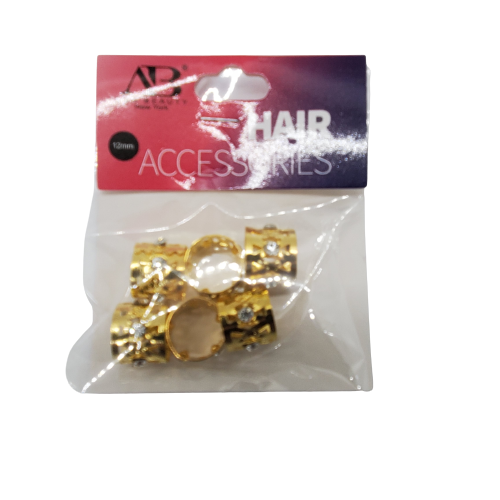 Ana Beauty Gold Filigree Tube 12mm with Rhinestones ABD0345G - Beauty Bar & Supply