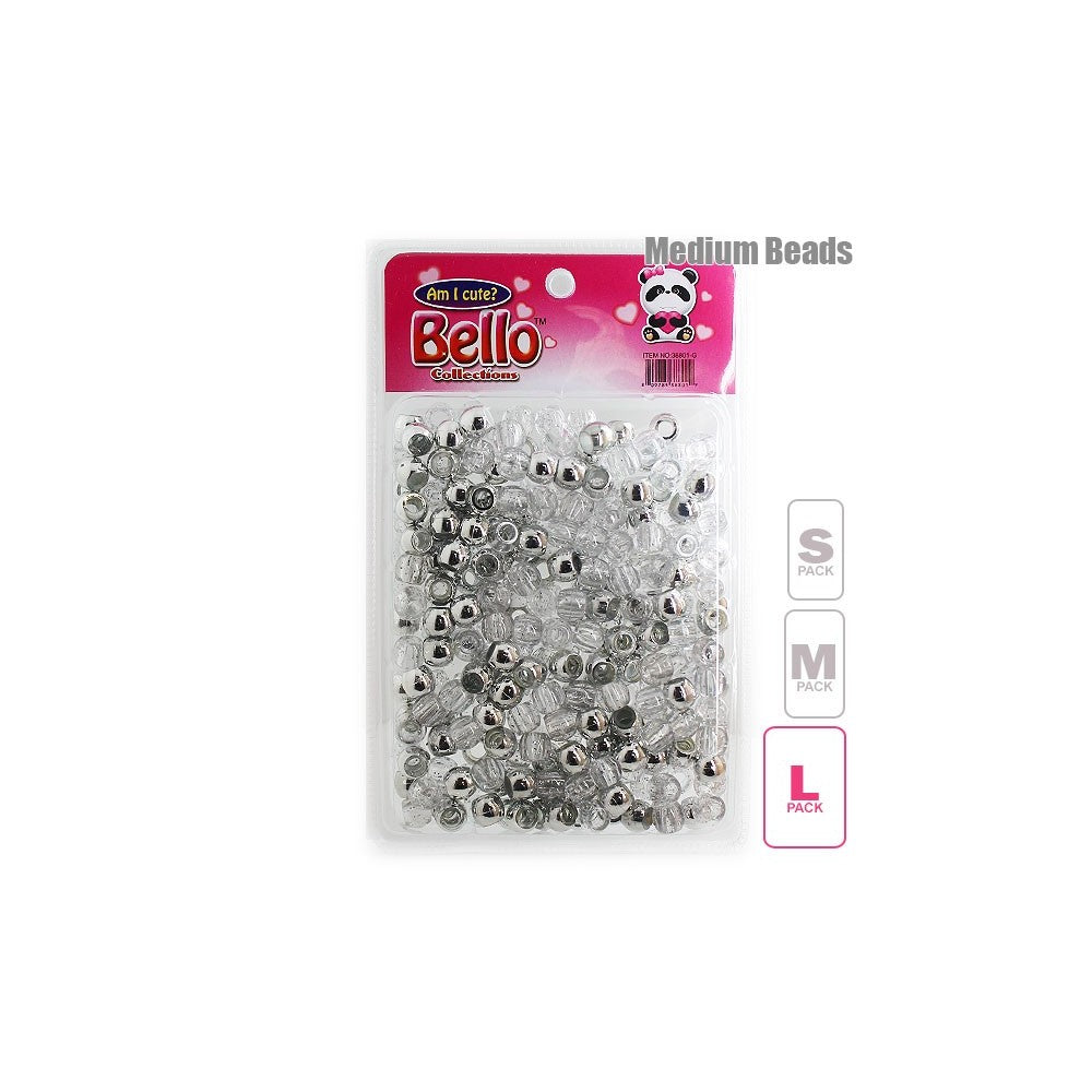 Bello Collection Hair Beads-Silver/Clear Silver Glitter #38801-G - Beauty Bar & Supply