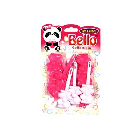 Bello Collection Bow Barrette-Pink/Light Pink/White #28422 - Beauty Bar & Supply