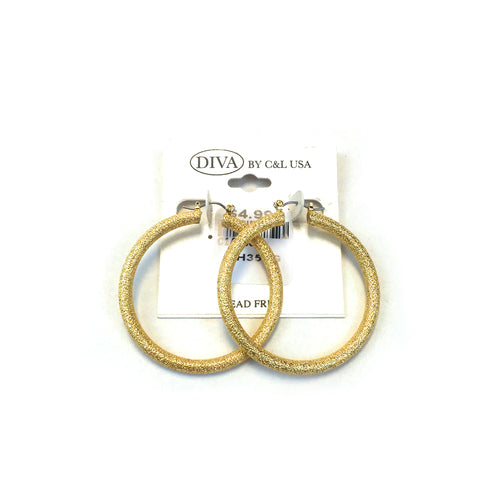 Diva Aluminum Hoop Earring AH350G - Beauty Bar & Supply