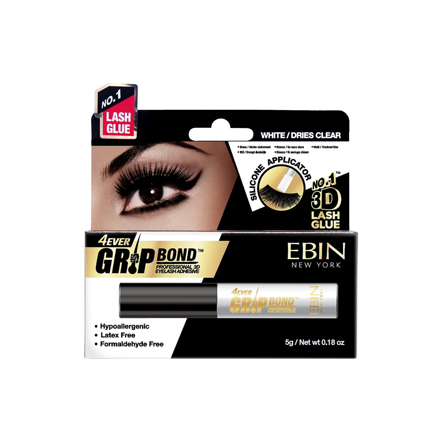 Ebin New York Grip Bond Latex Free Lash Adhesive-White - Beauty Bar & Supply