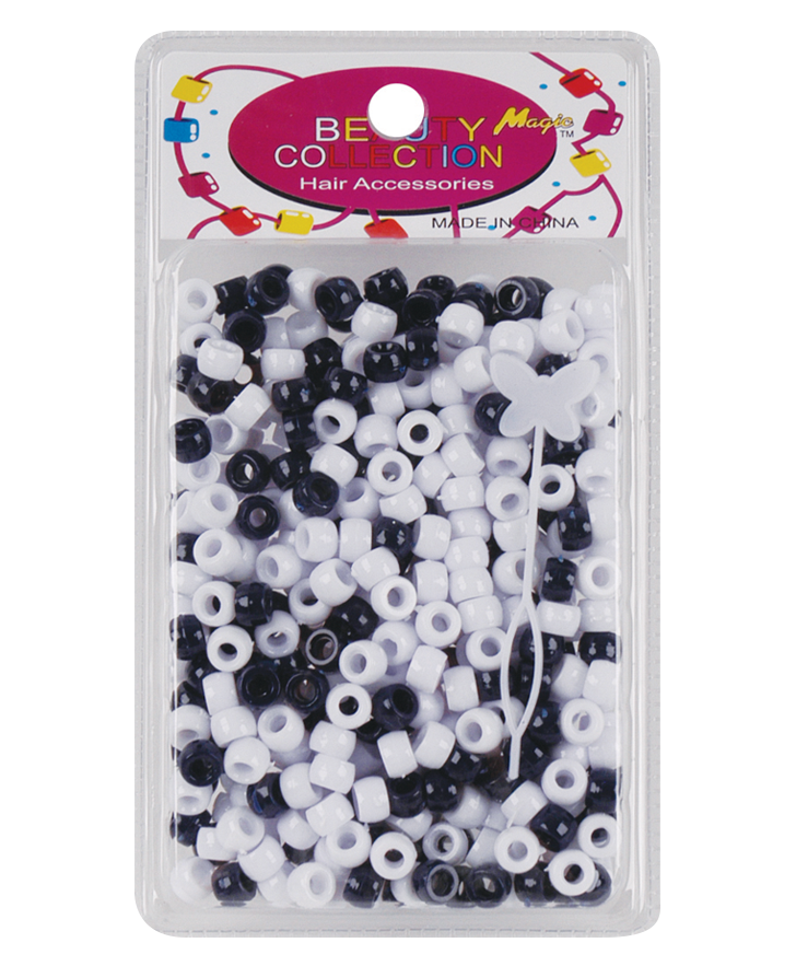 Beauty Collection Round Bead 8mm Black &amp; White - Beauty Bar & Supply