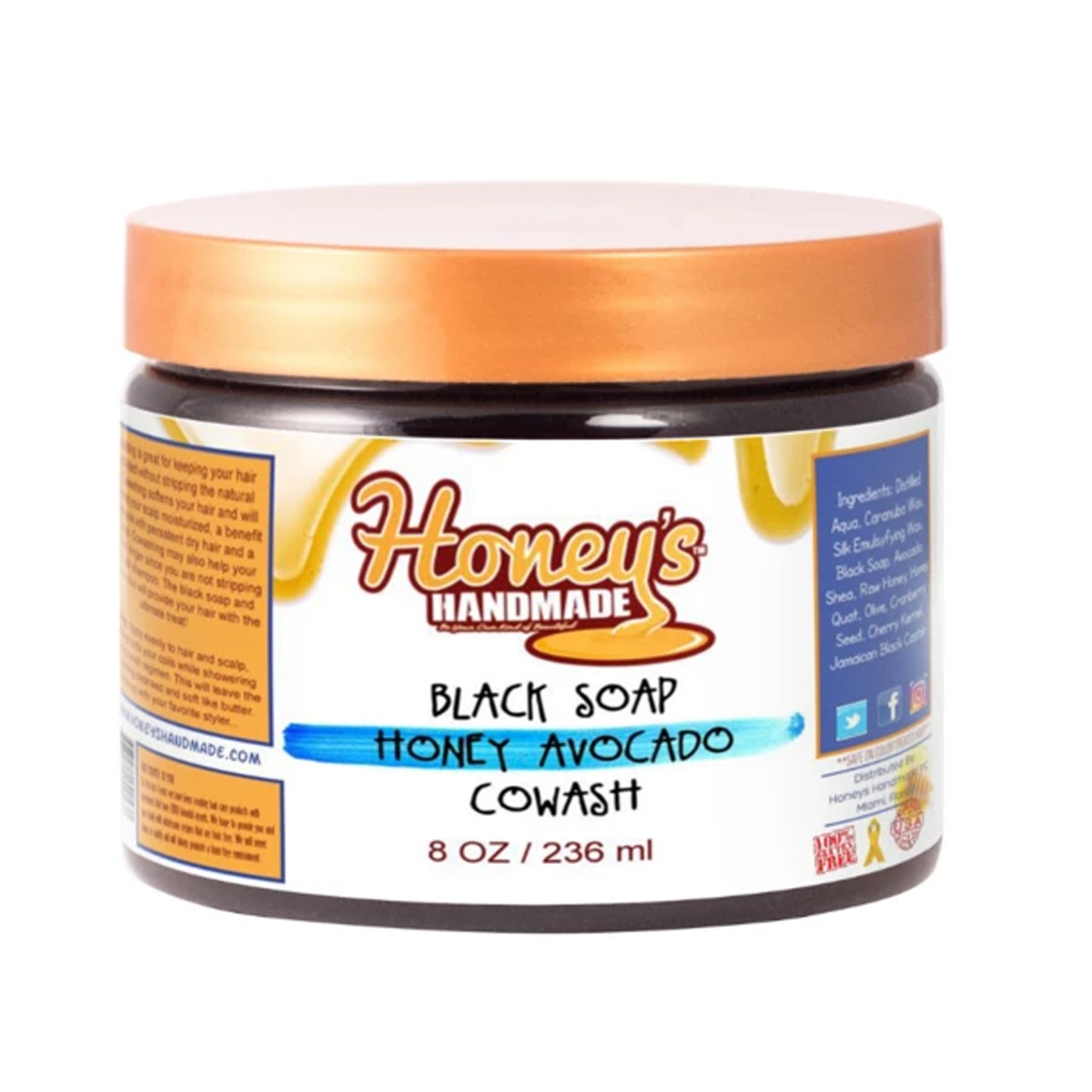 Honey&#039;s Handmade Black Soap Honey &amp; Avocado CoWash - Beauty Bar & Supply