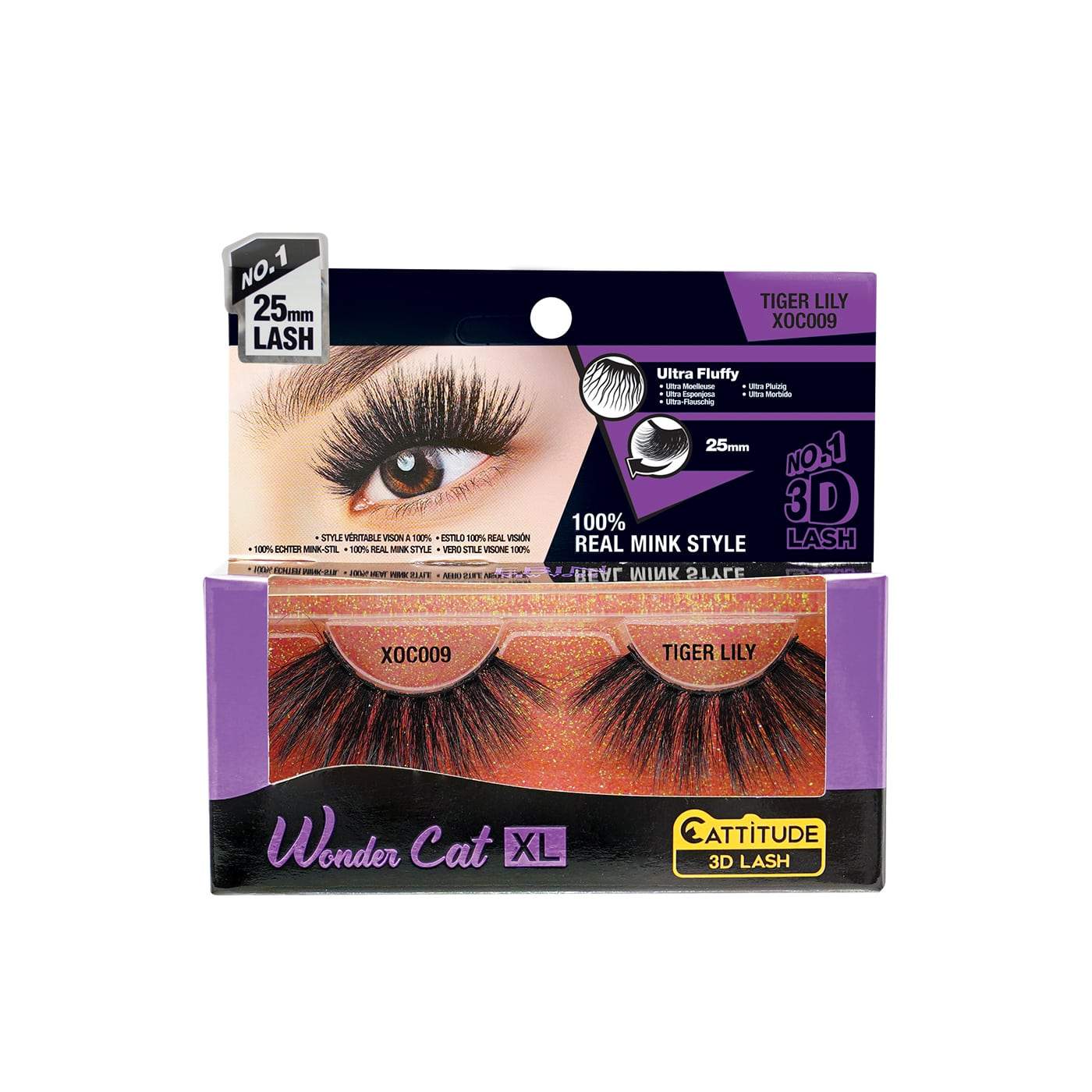 Ebin New York Wonder Cat XL 25MM 3D Faux Mink Eye Lashes-Tiger Lily - Beauty Bar & Supply